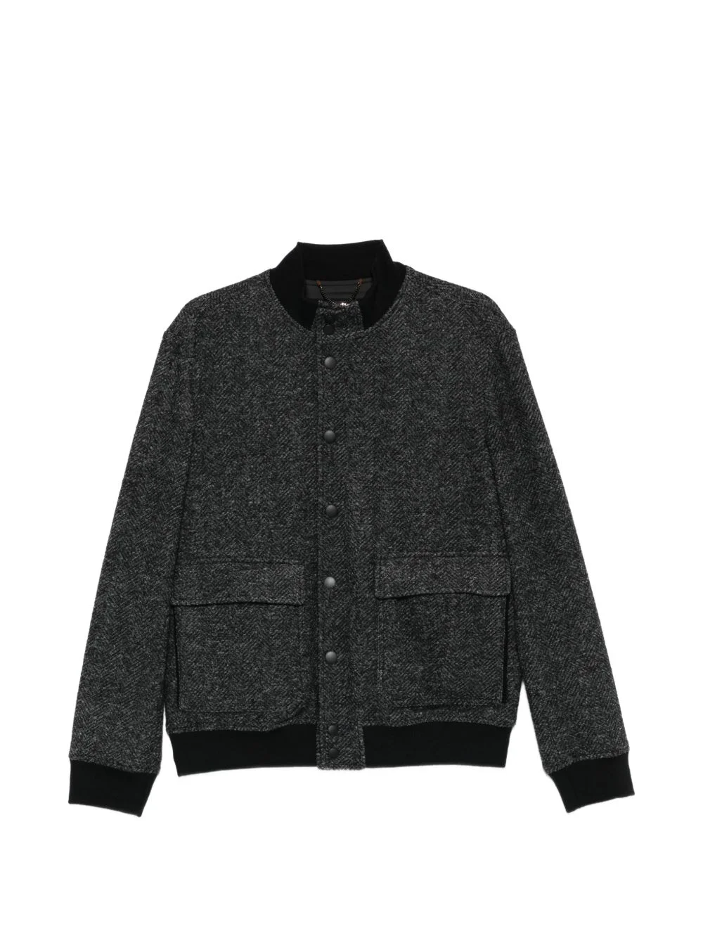 herringbone-pattern pocket jacket - 1