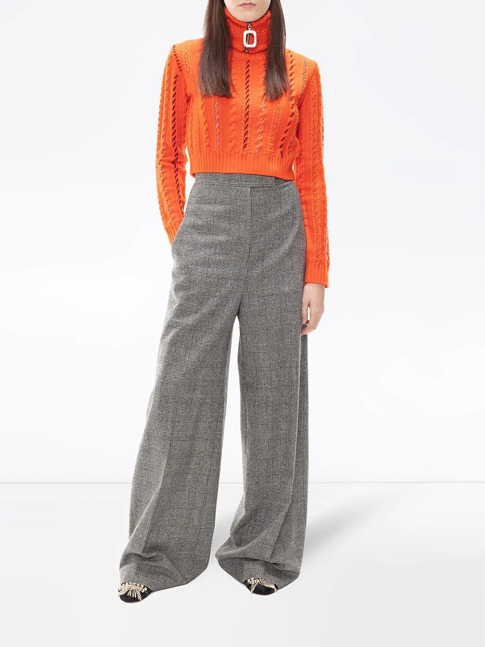 cropped darning knitted jumper - 2