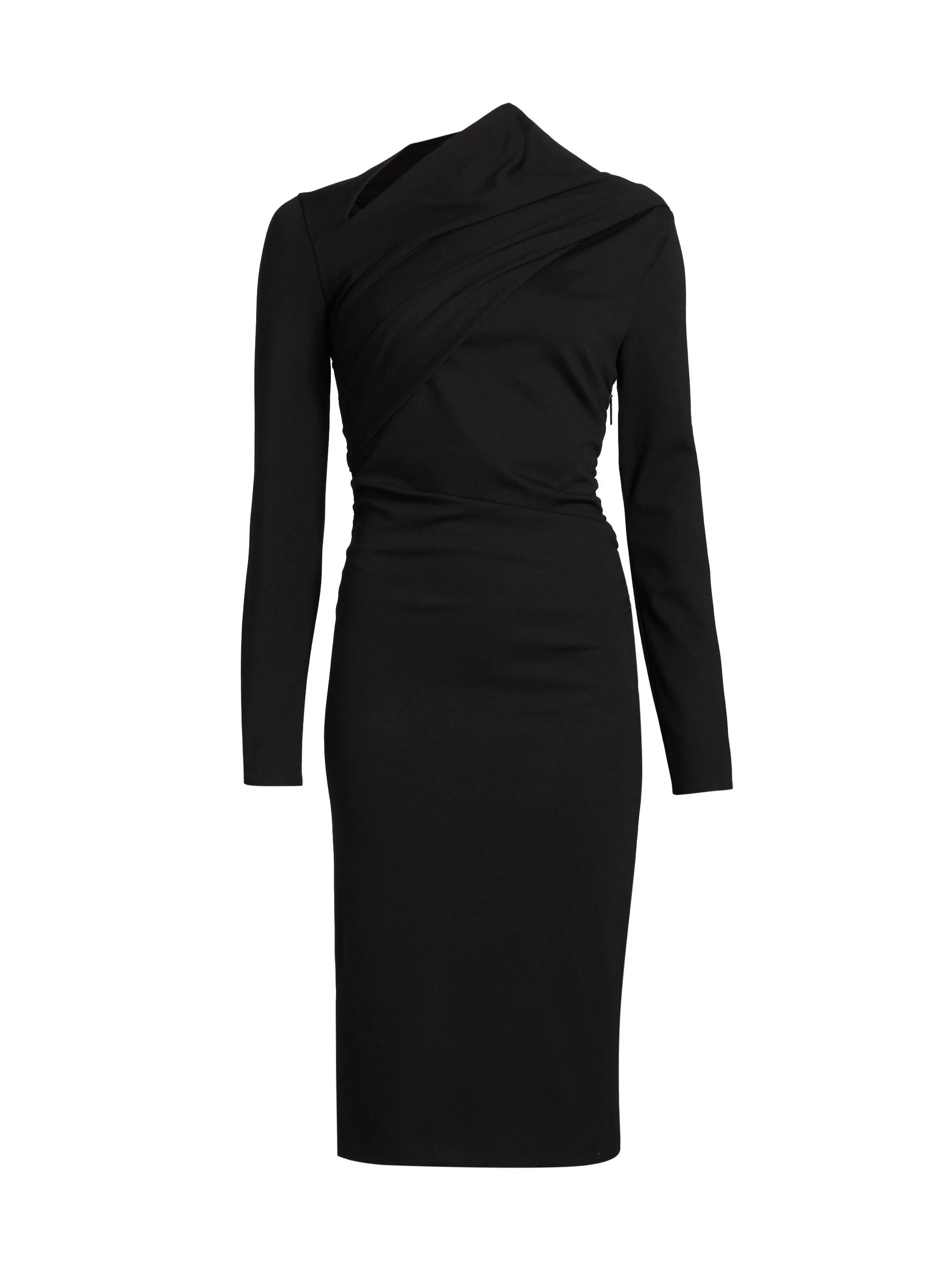 Women's Draped Jersey Sheath Dress - Black - 1