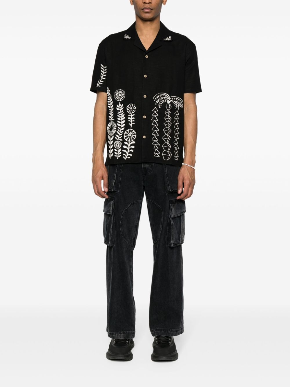 embroidered textured shirt - 2
