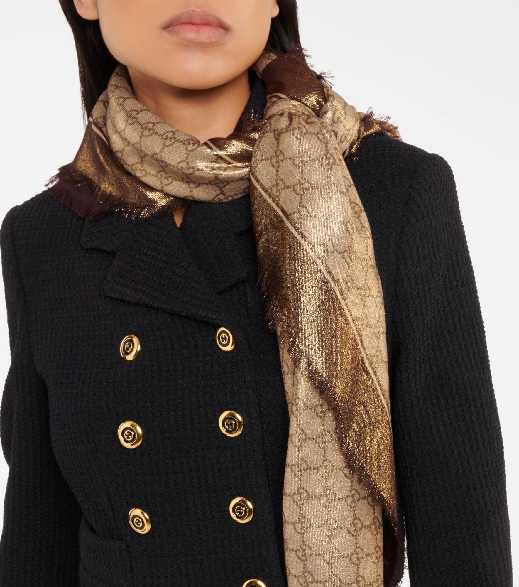 GG jacquard wool scarf - 3