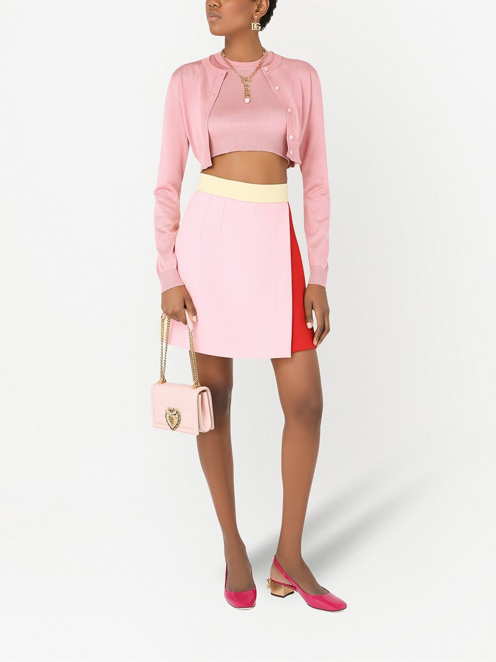 colour-block high-waisted skirt - 2