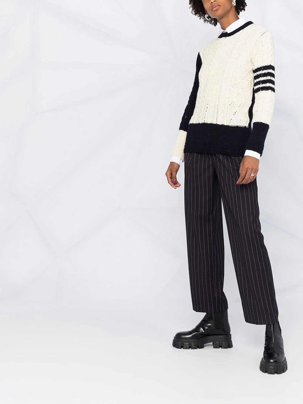 4-Bar stripe cable-knit jumper - 5