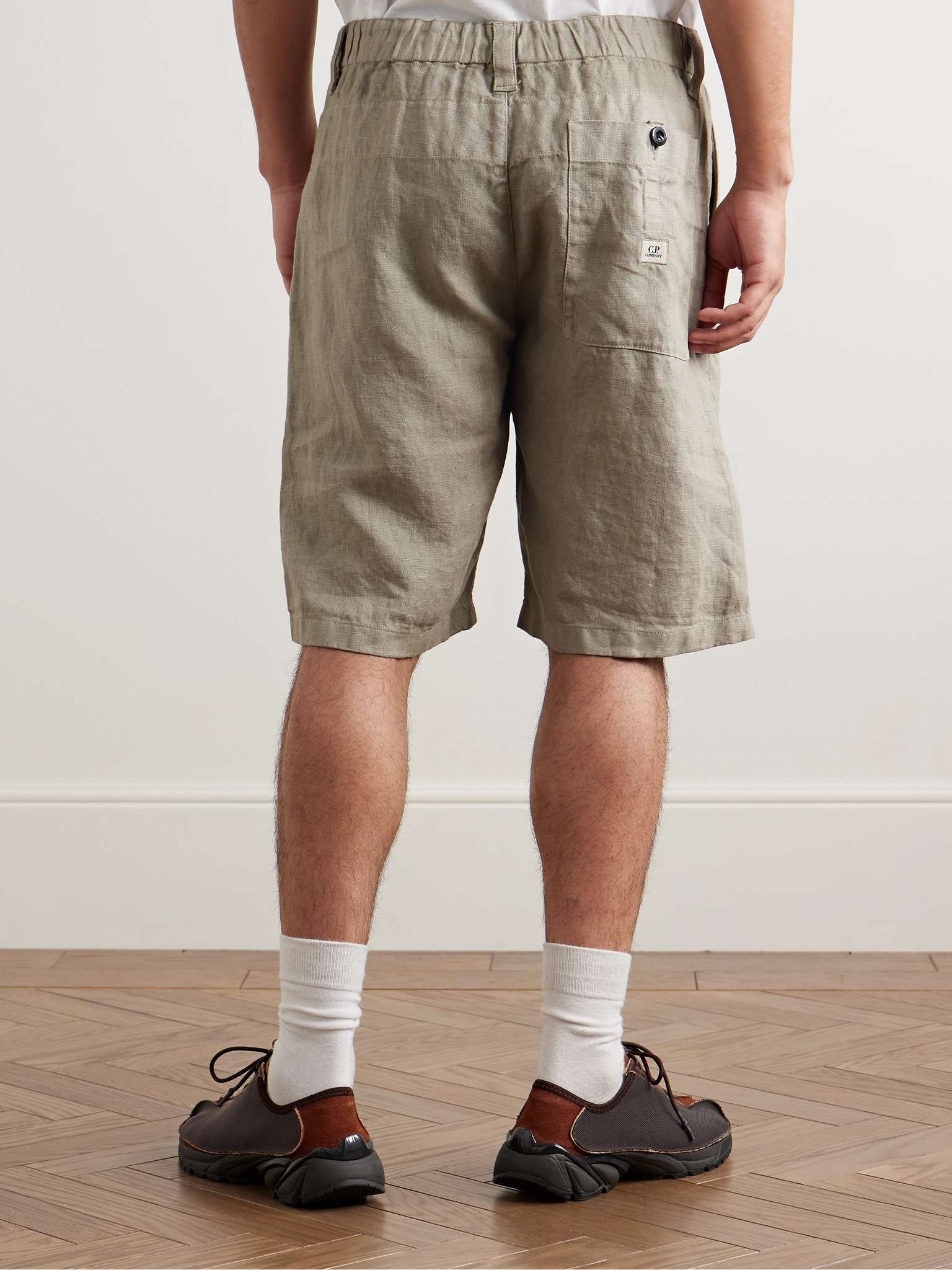 Straight-Leg Pleated Linen Cargo Shorts - 4