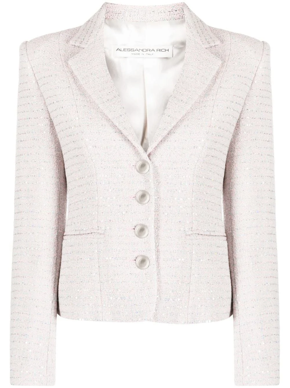embellished single-breasted tweed blazer - 1