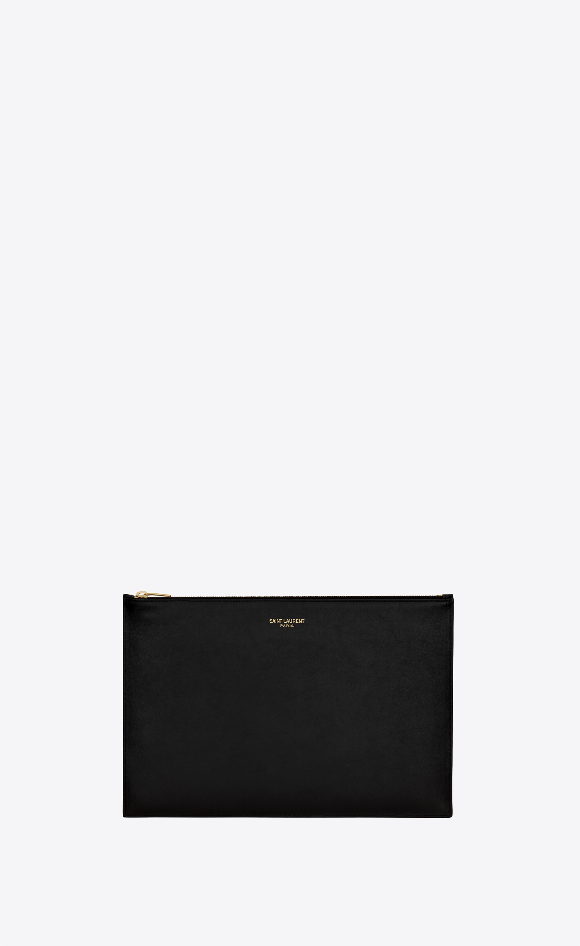 saint laurent medium flat pouch in shiny leather - 1