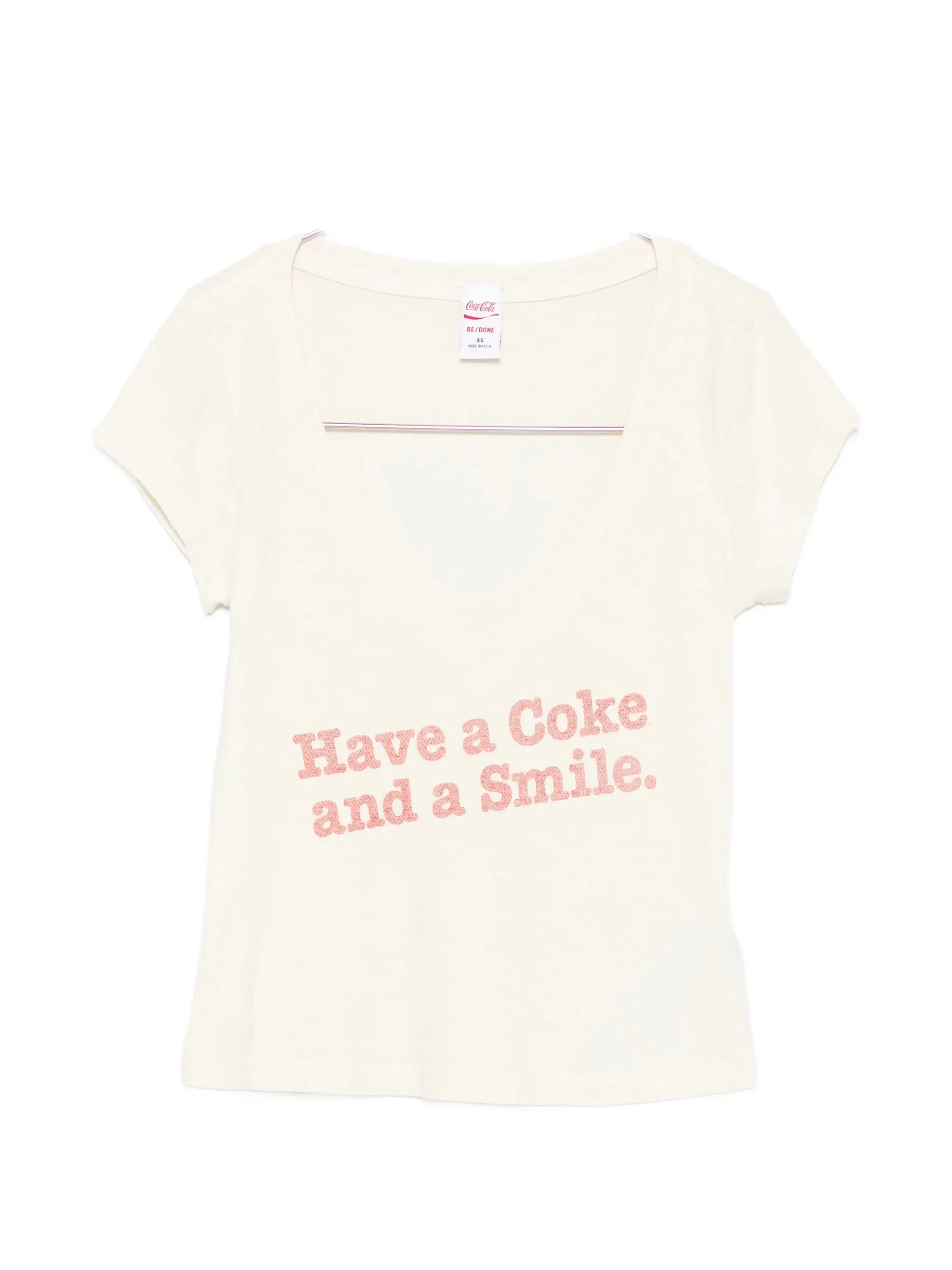 Re/done X Coca Cola Slogan-print V-neck T-shirt - 1