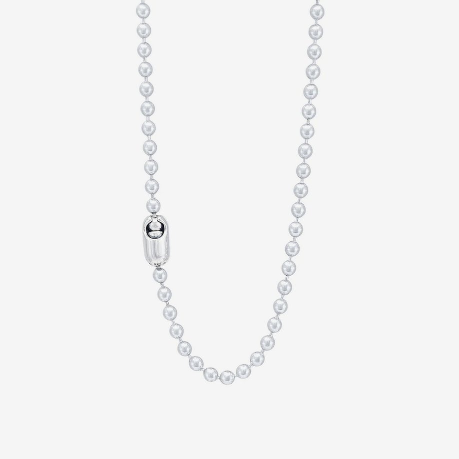 PL-BAL10-TRI-24 GOOD ART HLYWD Pop Lock Triple Rosette Ball Chain Necklace 10 at 24" - Sterling Silv - 2