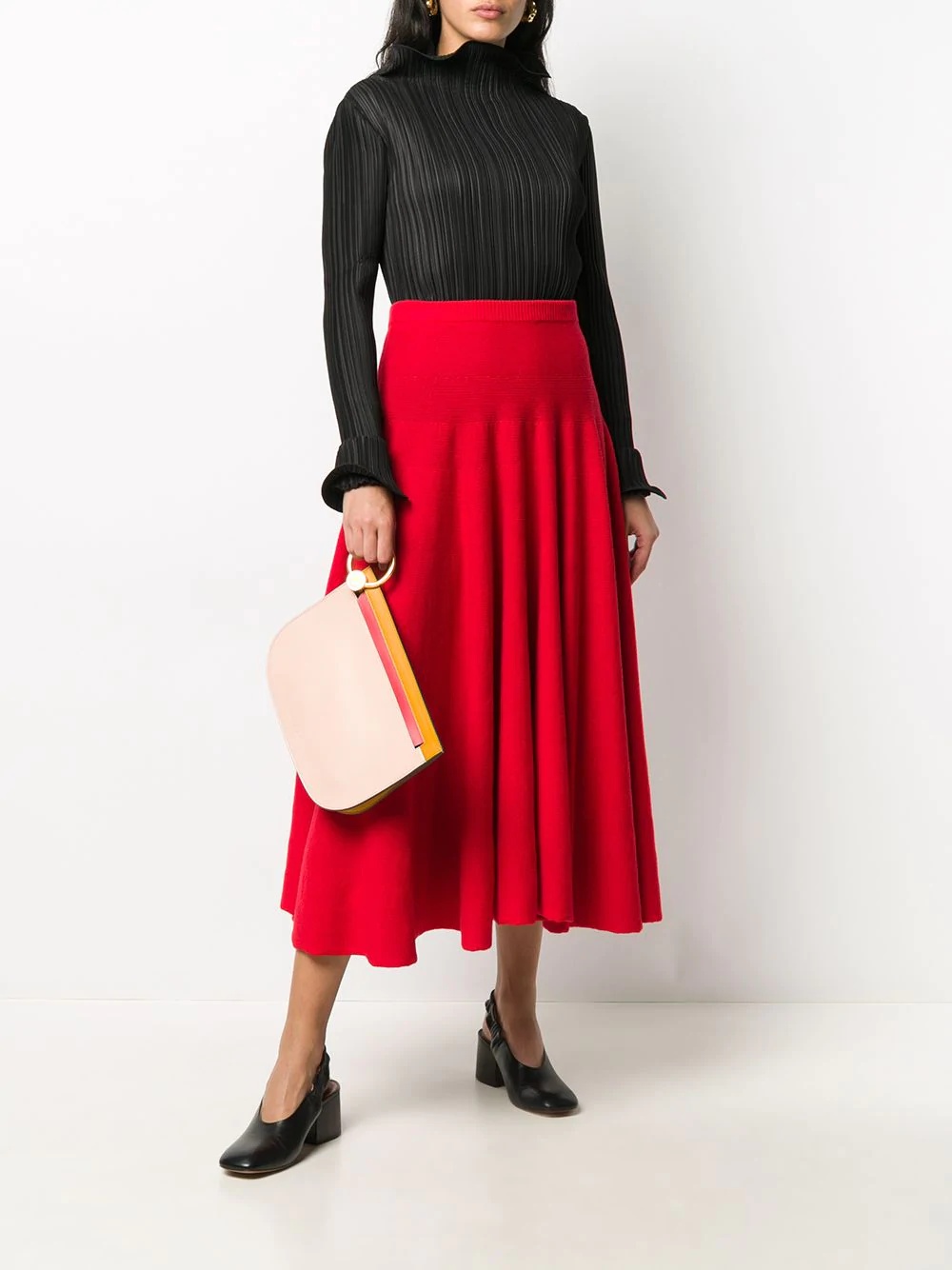 ribbed knit mid-length skirt - 2