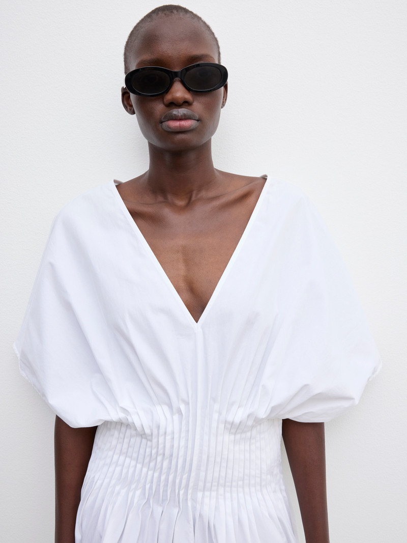House of Dagmar Poplin v-neck dress outlook