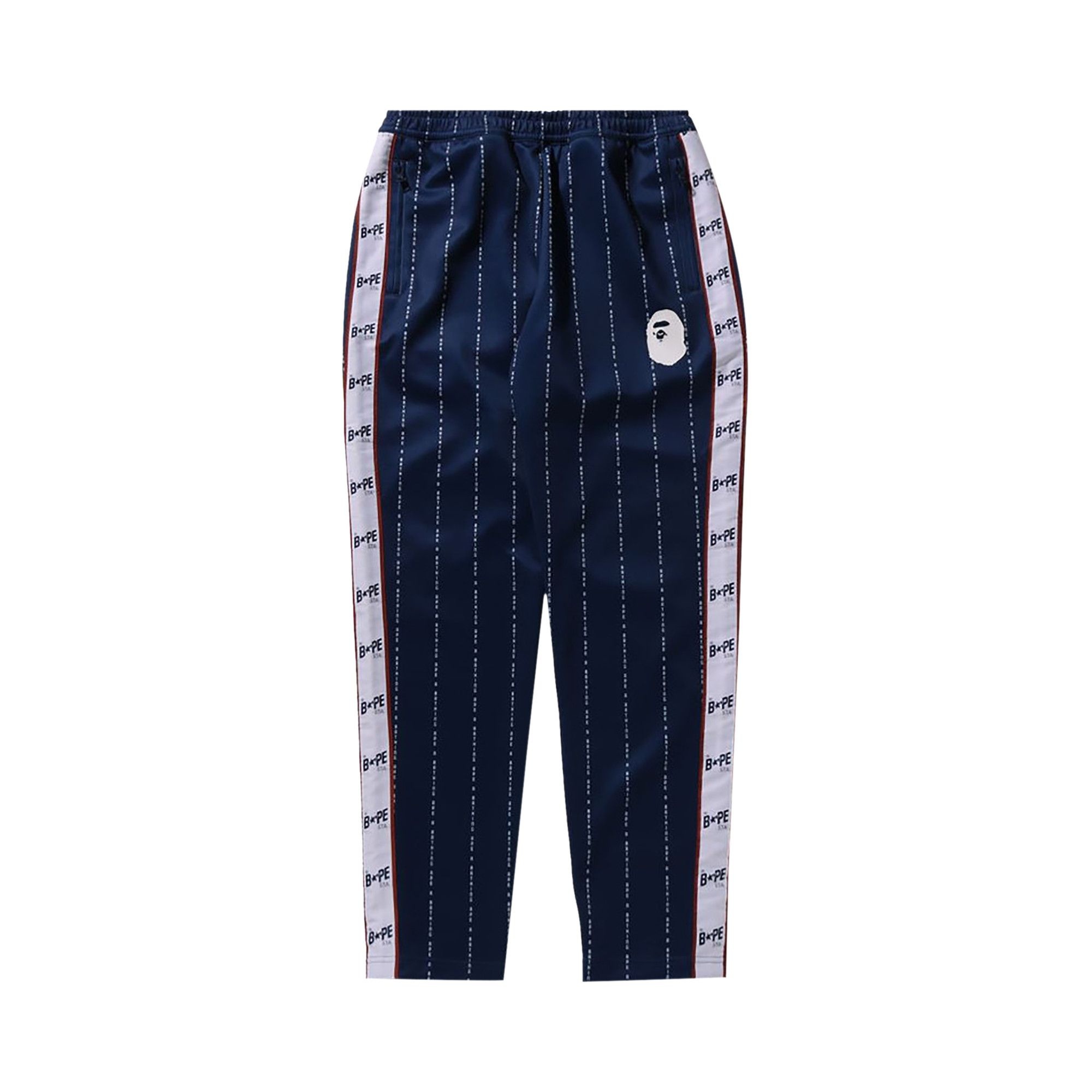 BAPE Text Stripe Jersey Pants 'Navy' - 1