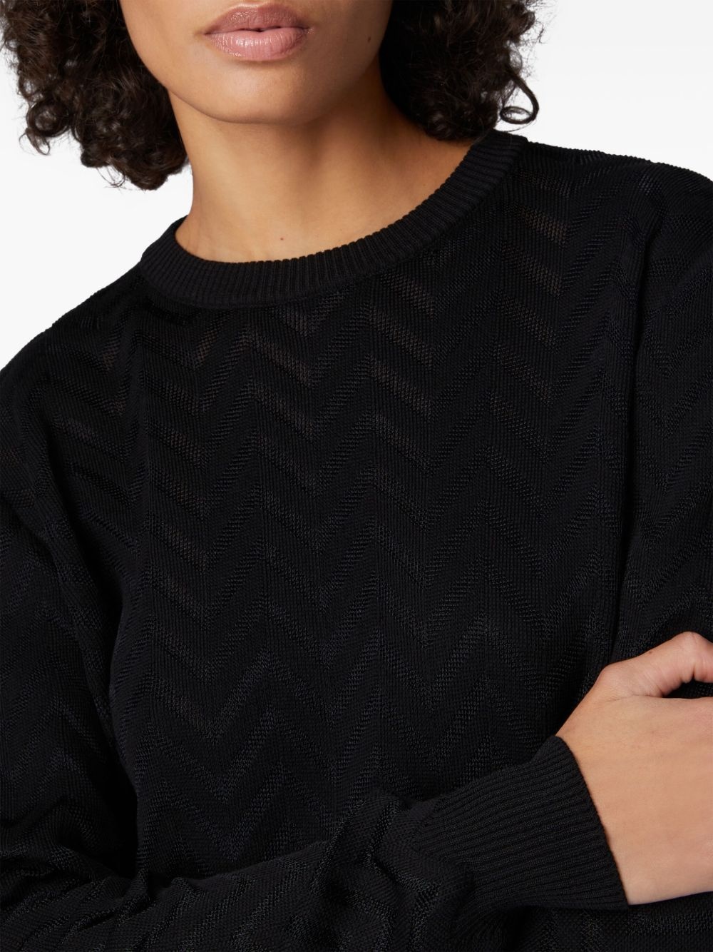 chevron-motif crewneck sweater - 4