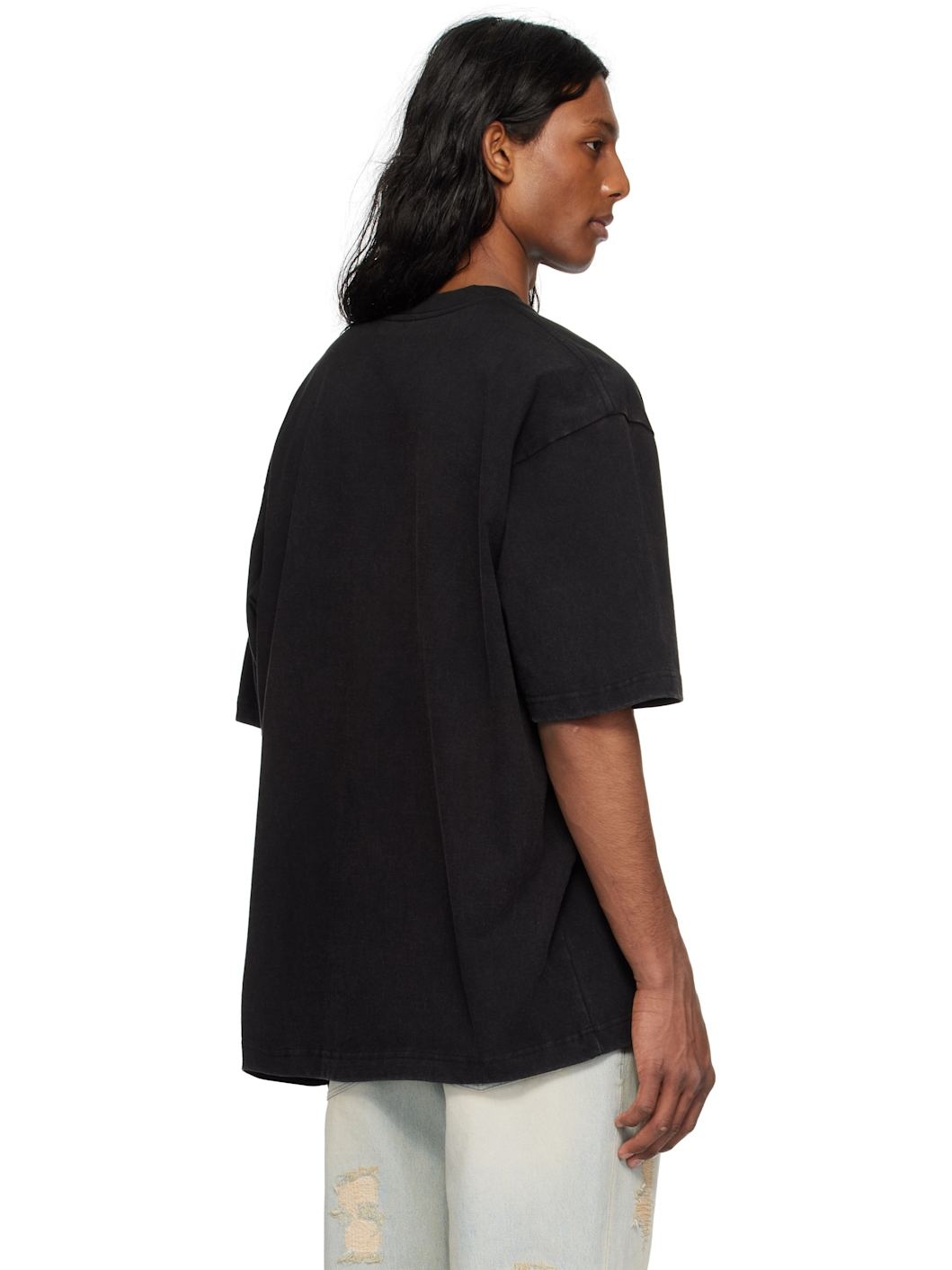 Gray Leather Patch Pocket T-shirt - 3