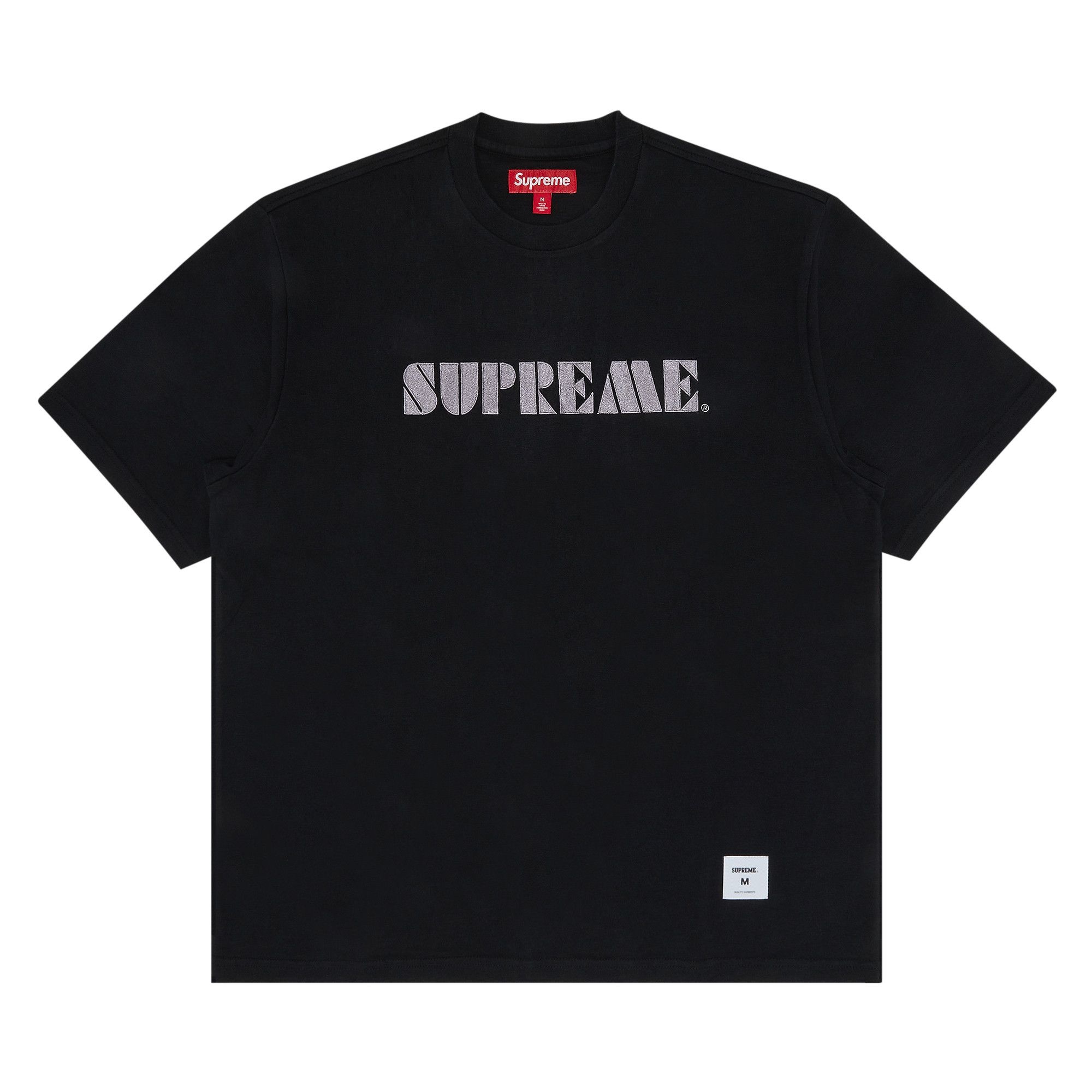 Supreme Stencil Embroidered Short-Sleeve Top 'Black' - 1