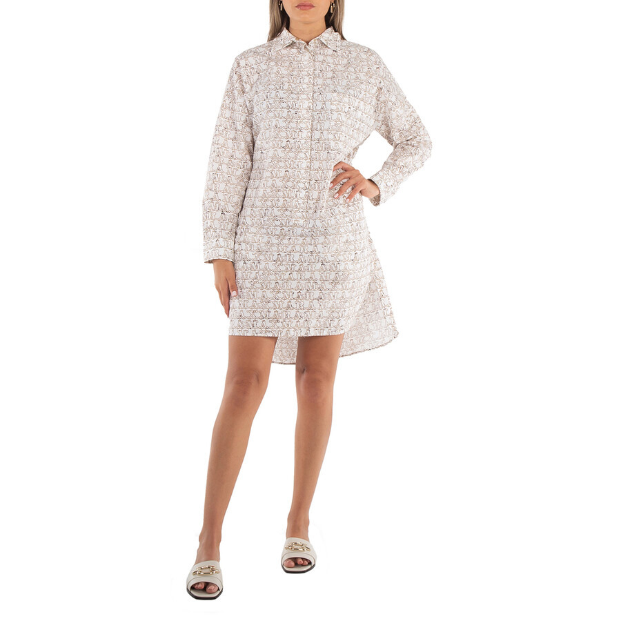 Max Mara Ladies White Bevanda Monogram Shirt Minidress - 3