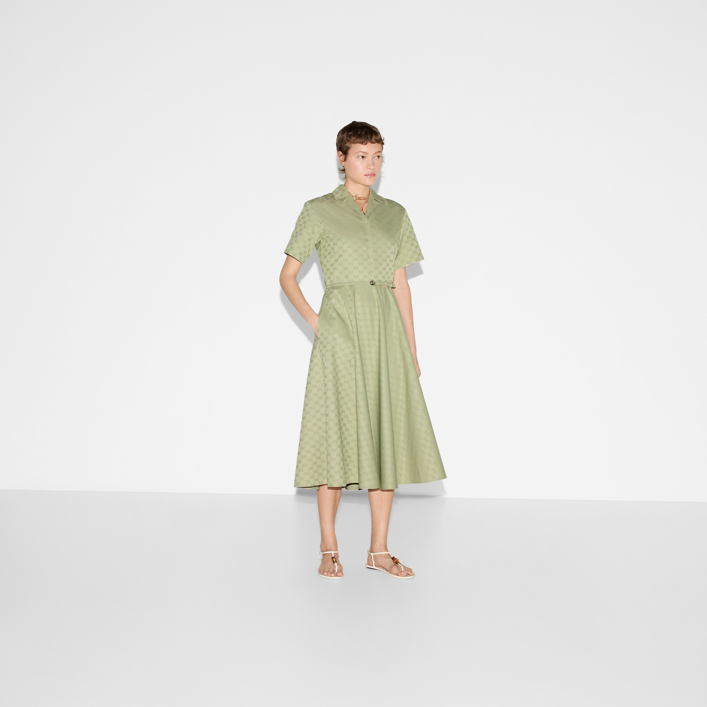 Mid-length GG cotton gabardine dress - 2
