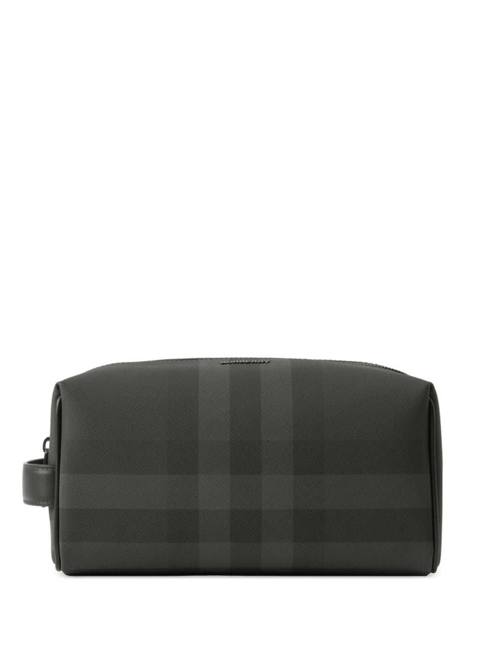 checked leather travel pouch - 1