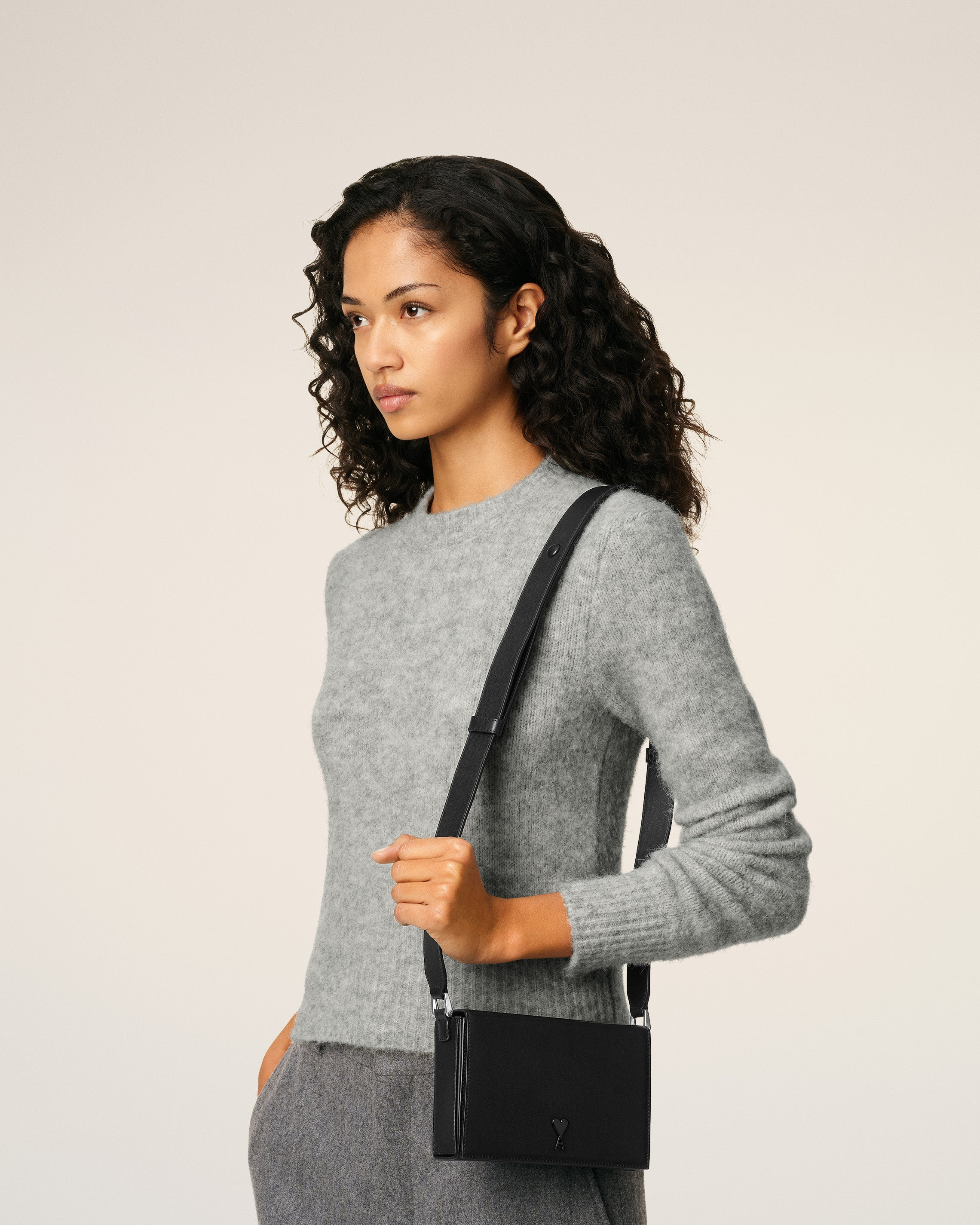 BLACK SMOOTH LEATHER AMI DE COEUR LUNCH BOX BAG - 2