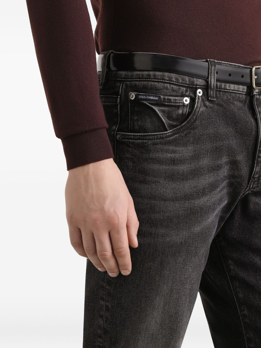 logo-plaque faded jeans - 4