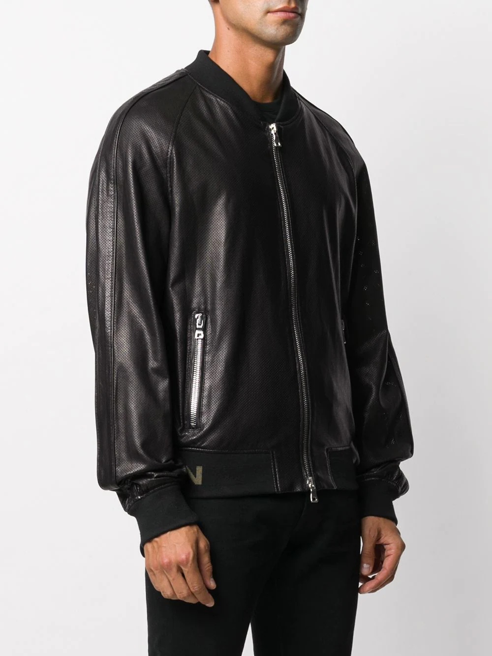 logo-trim bomber jacket - 3