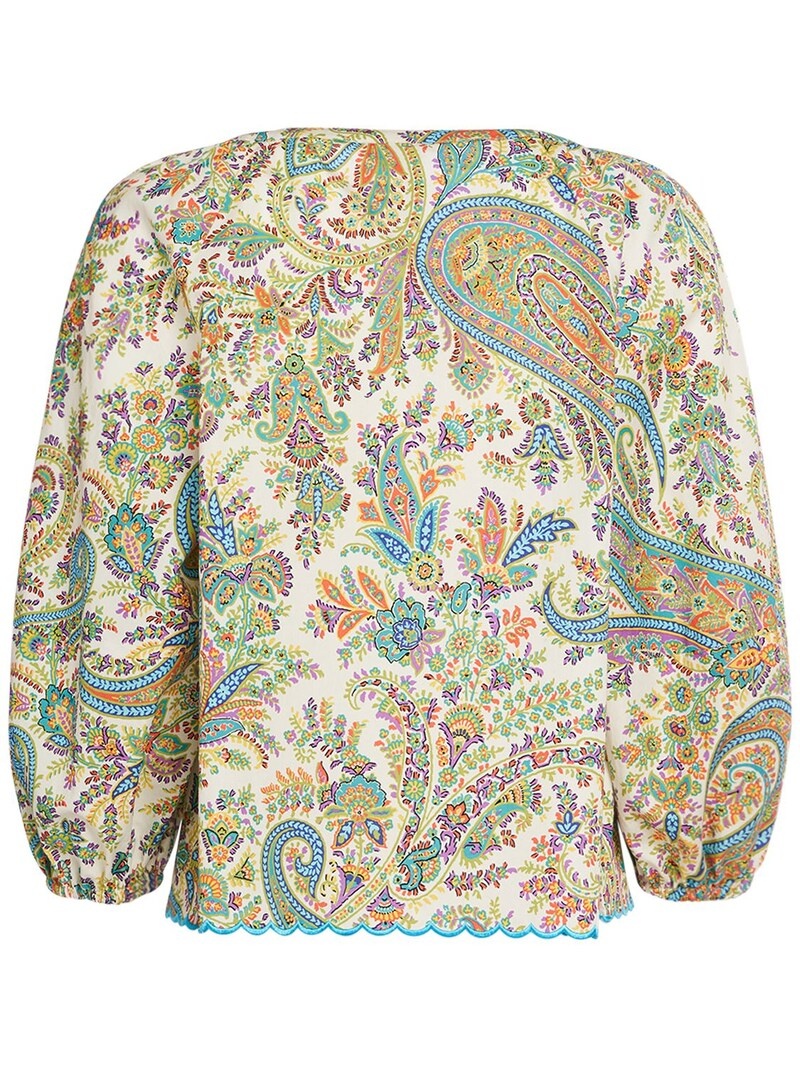 Printed cotton 3/4 sleeve shirt - 5