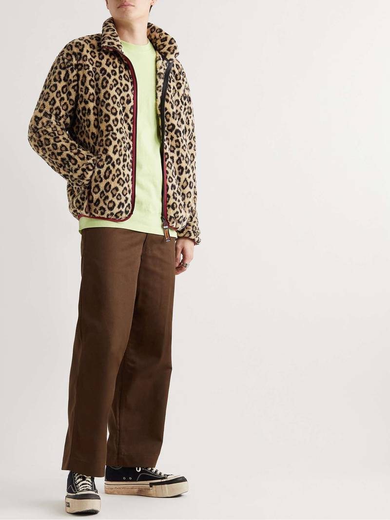 Kapital Leopard-Print Webbing-Trimmed Fleece Bomber Jacket outlook