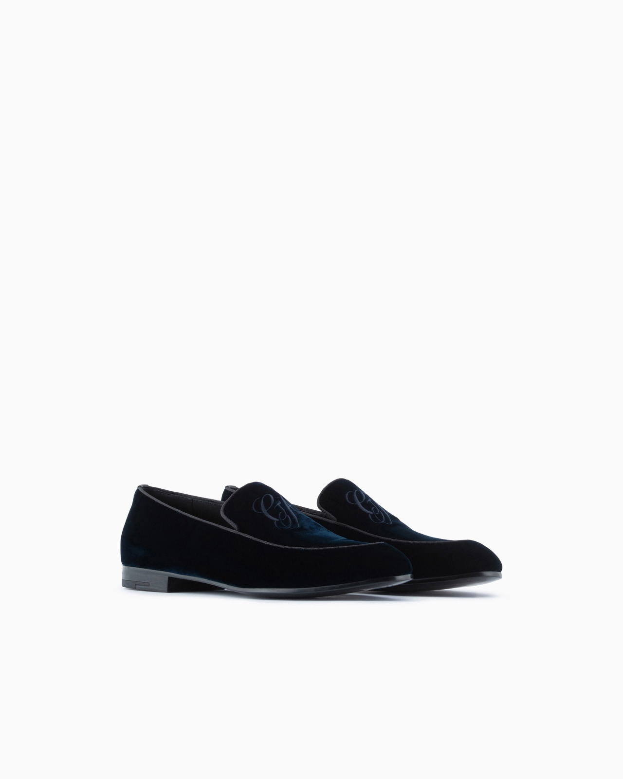 Velvet loafers with embroidered logo - 2