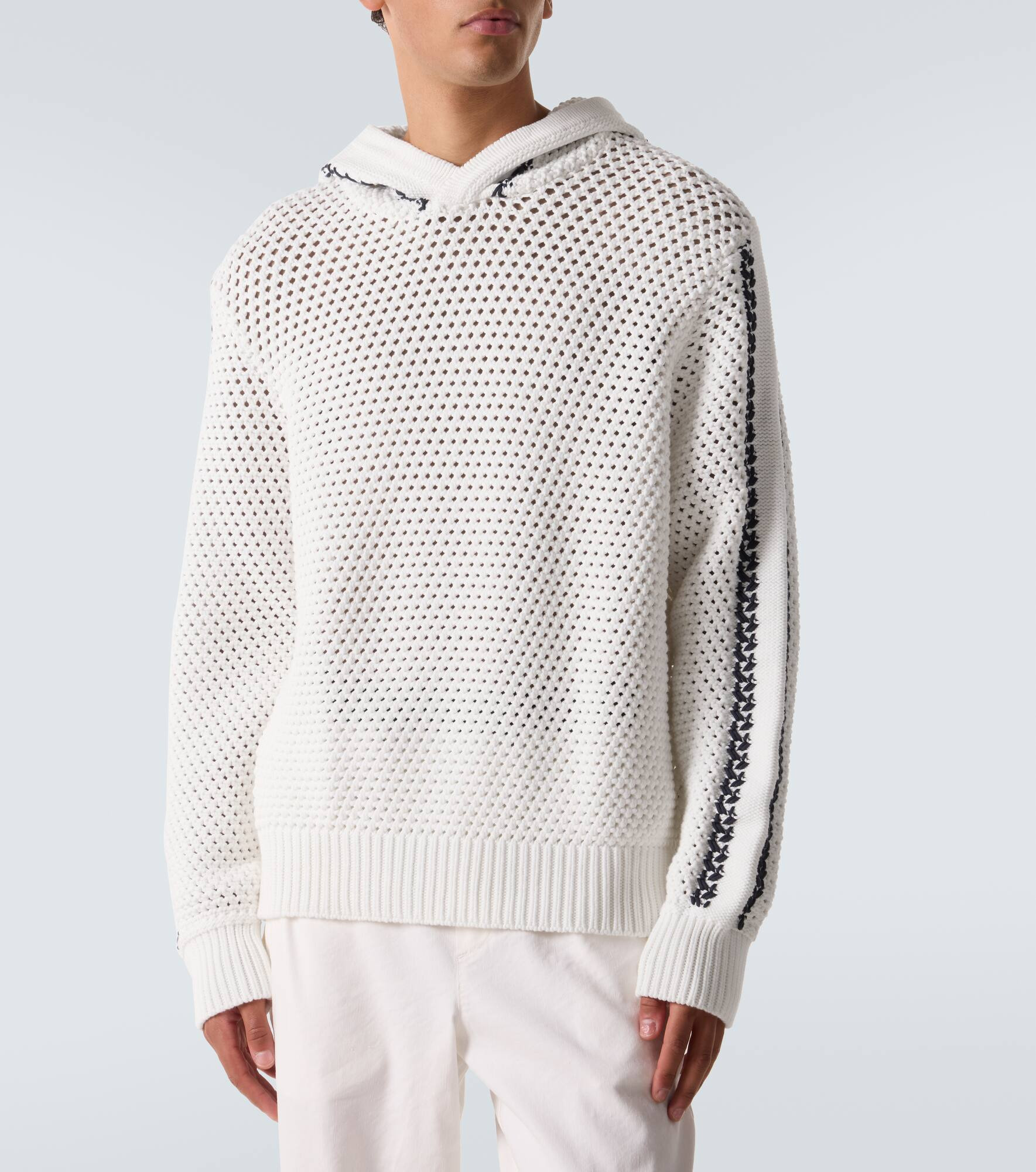 Kirk striped crochet cotton-blend hoodie - 3