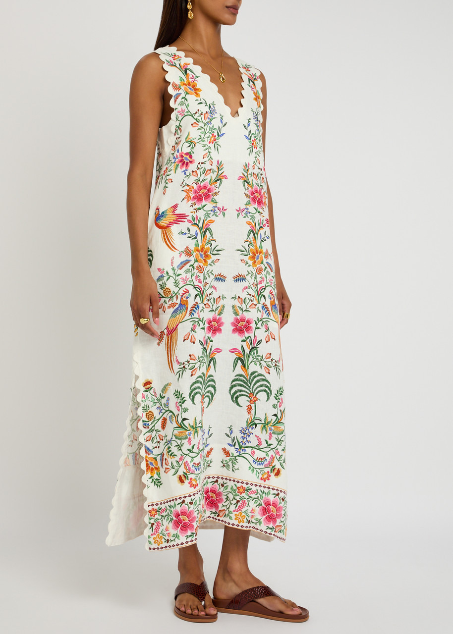 Farm Rio Delicate Forest Printed Linen Maxi Dress - 2
