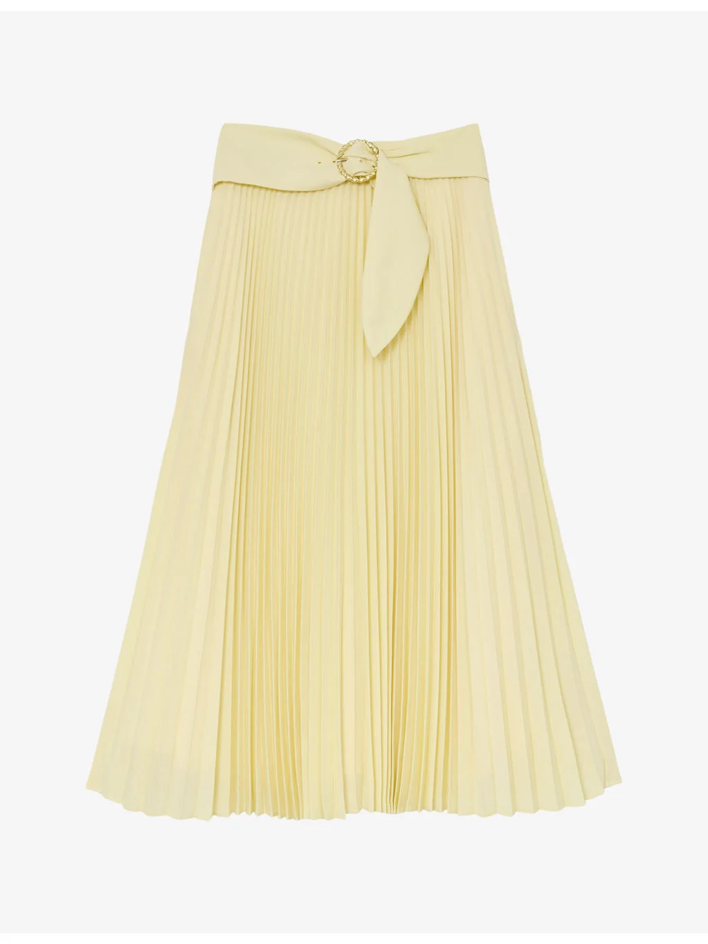 Amelie Belted-Waist Pleated Woven Midi Skirt - 1