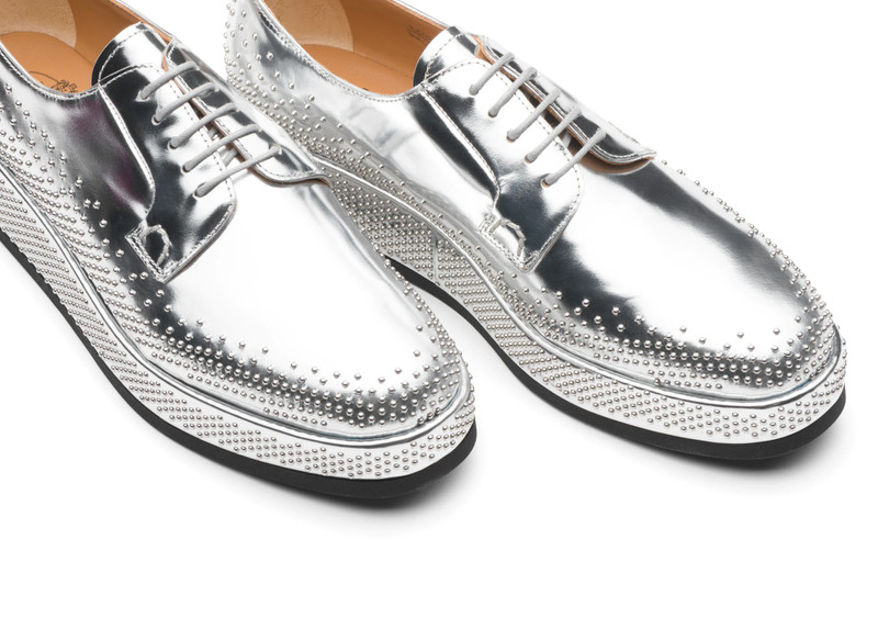 Shannon kei
Mirror Calf Leather Derby Stud Platform Silver 4