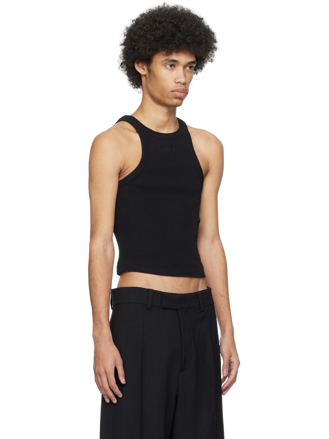 Black Embroidered Tank Top - 2