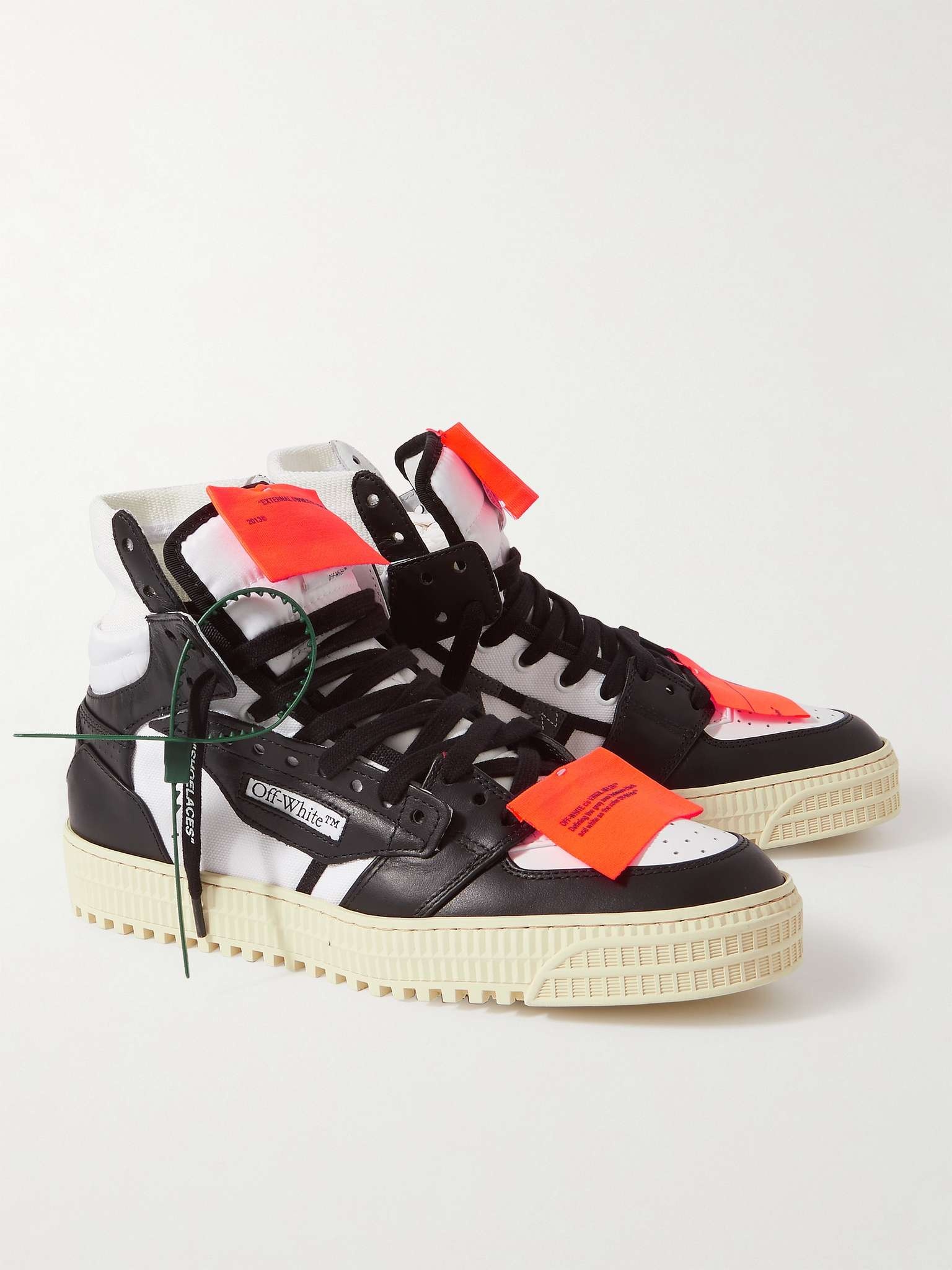 3.0 Off-Court Leather and Canvas High-Top Sneakers - 4