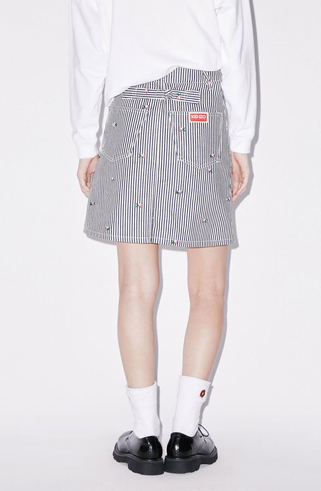 'KENZO Pixel' striped denim mini skirt - 4