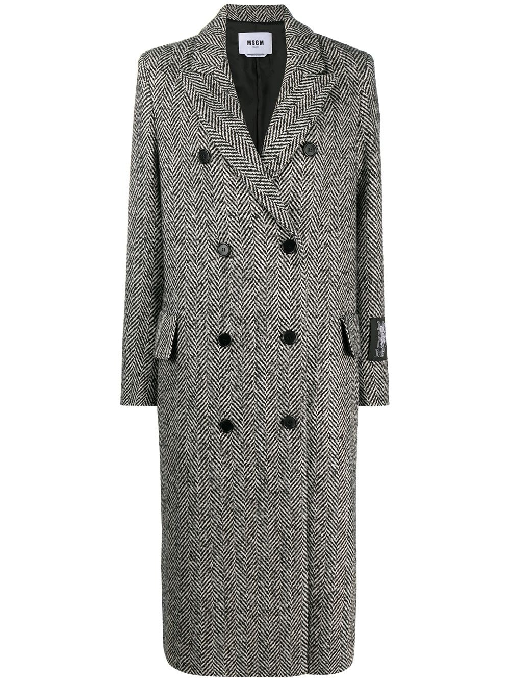 double-breasted mid-length coat - 1