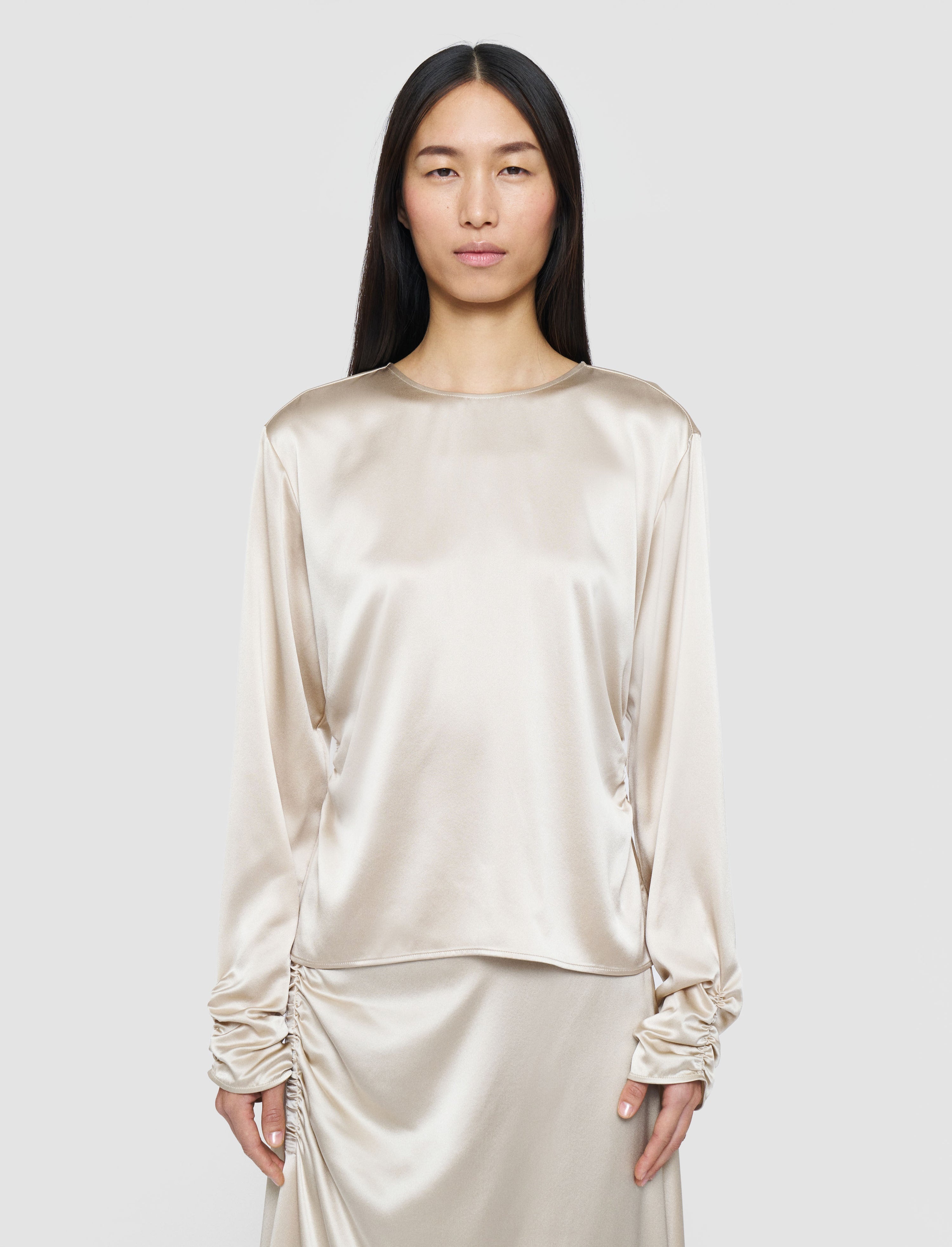 Anna Ruched Silk Satin Blouse - 3