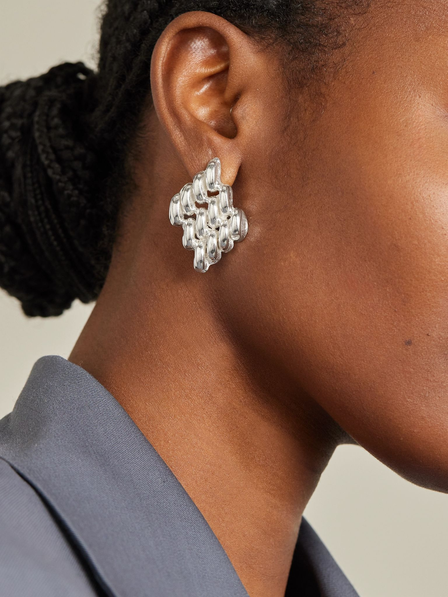 Chain Link silver earrings Silver - 2