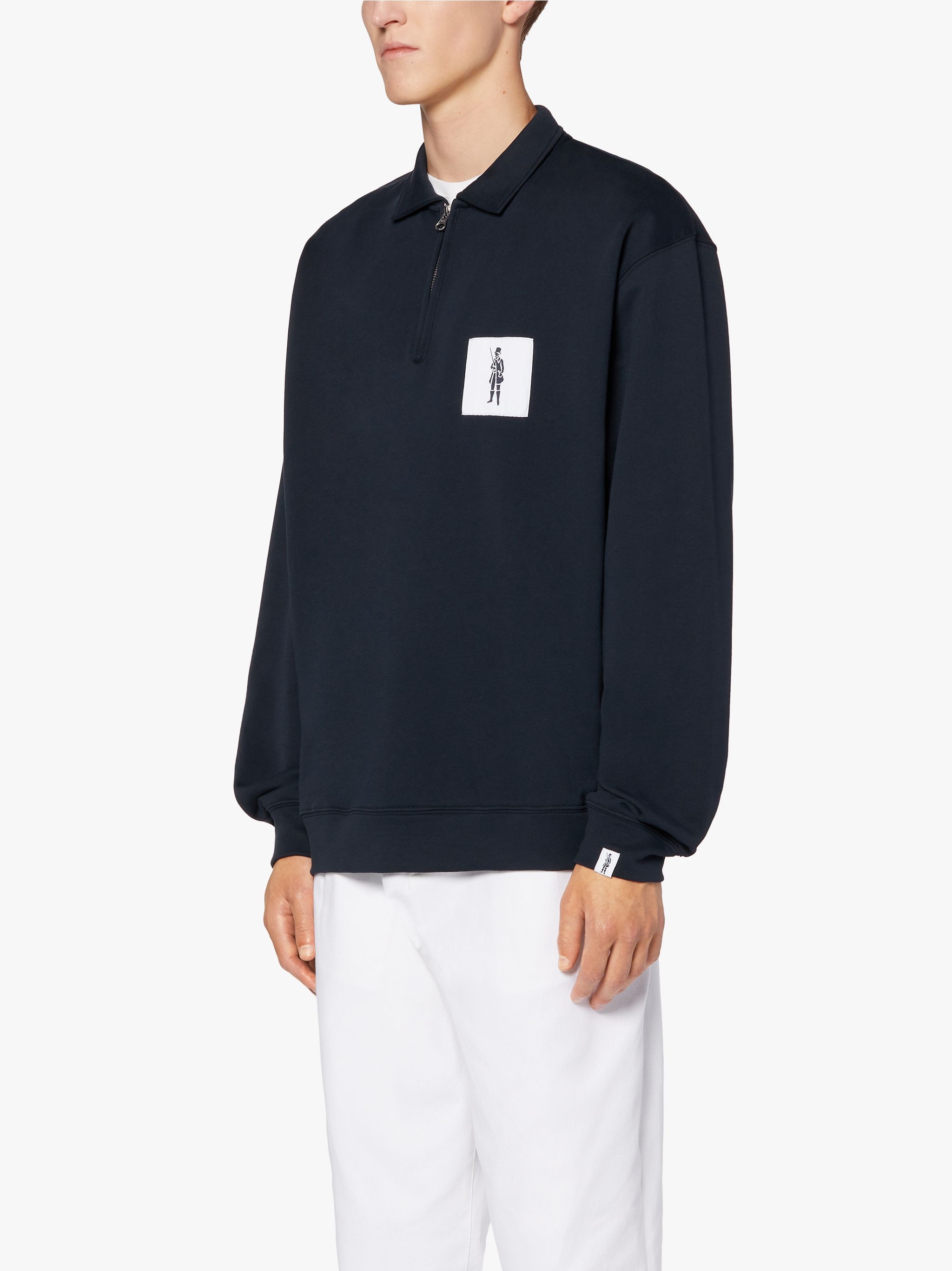 NAVY COTTON ZIP FRONT SWEATSHIRT | GJM-200 - 3