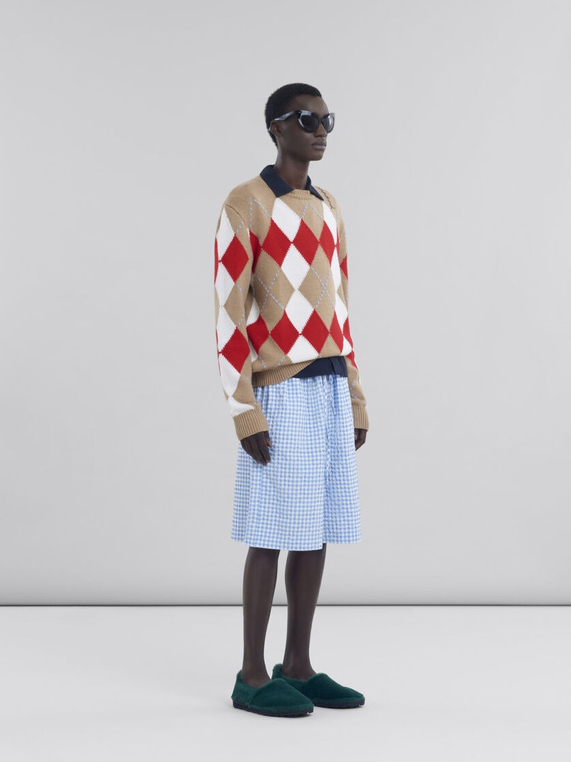 LIGHT BLUE AND WHITE GINGHAM SEERSUCKER SHORTS 5