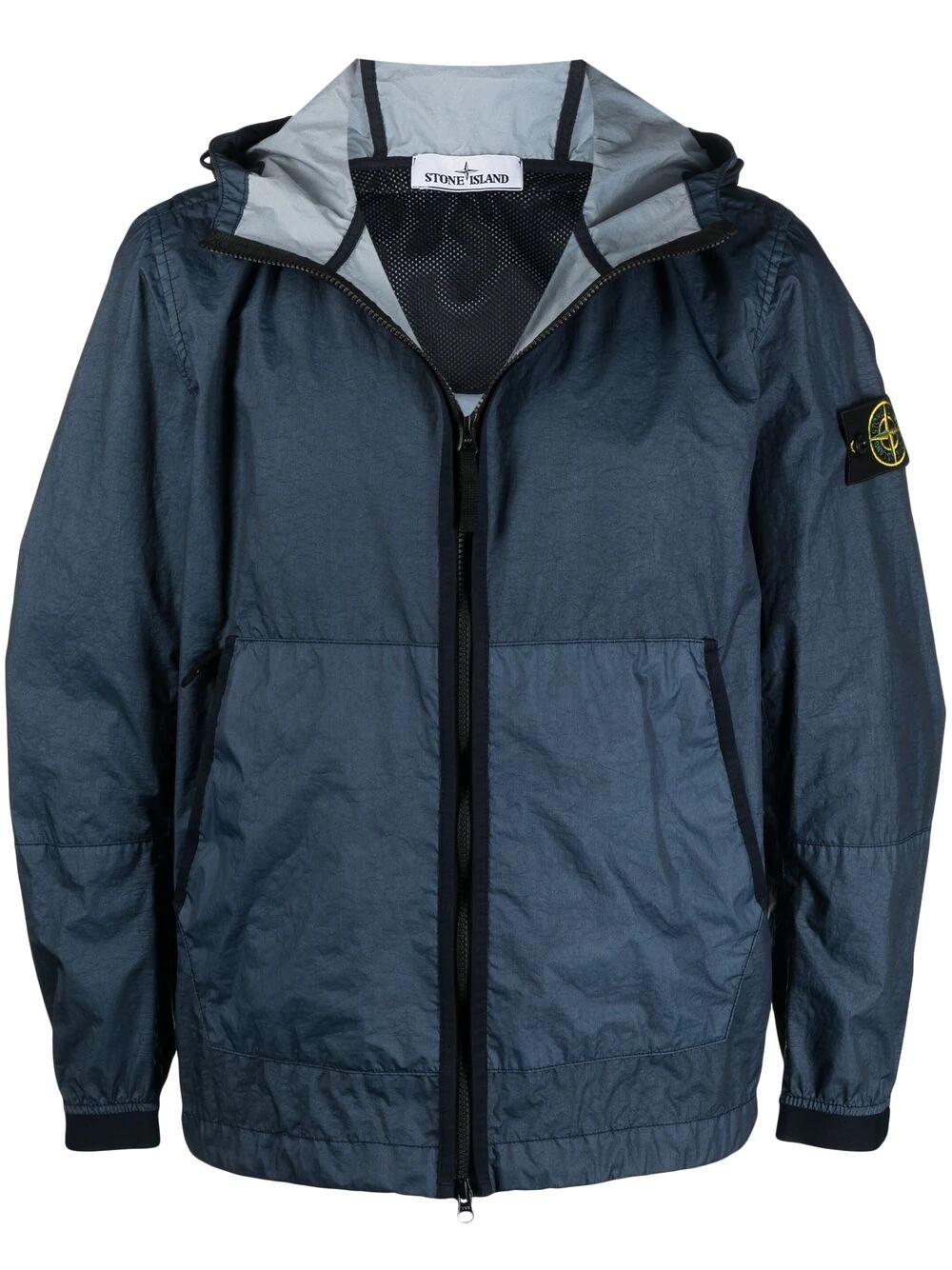 brand-patch lightweight hooded jacket - 1