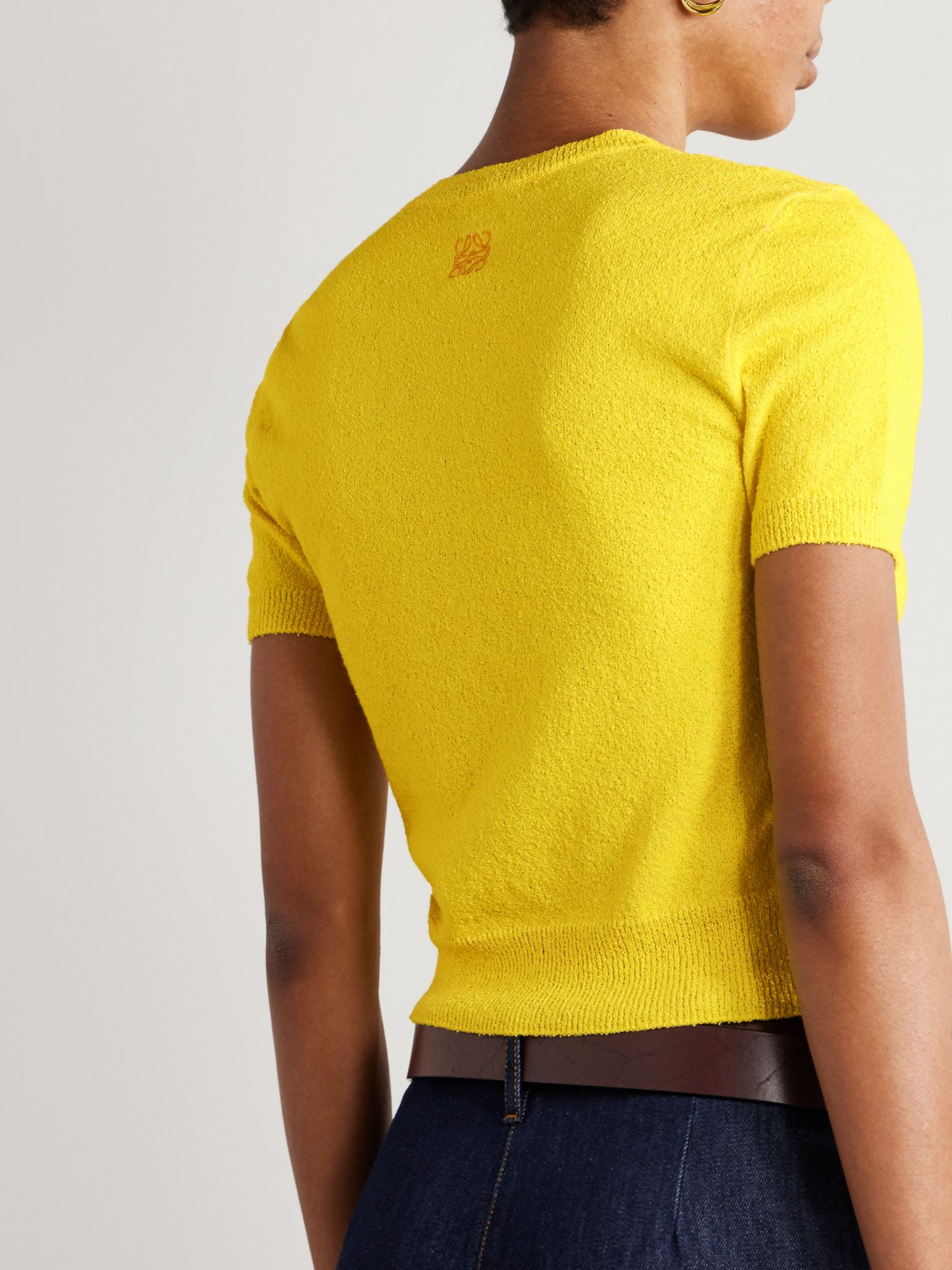 Printed cotton-blend terry T-shirt Yellow - 3