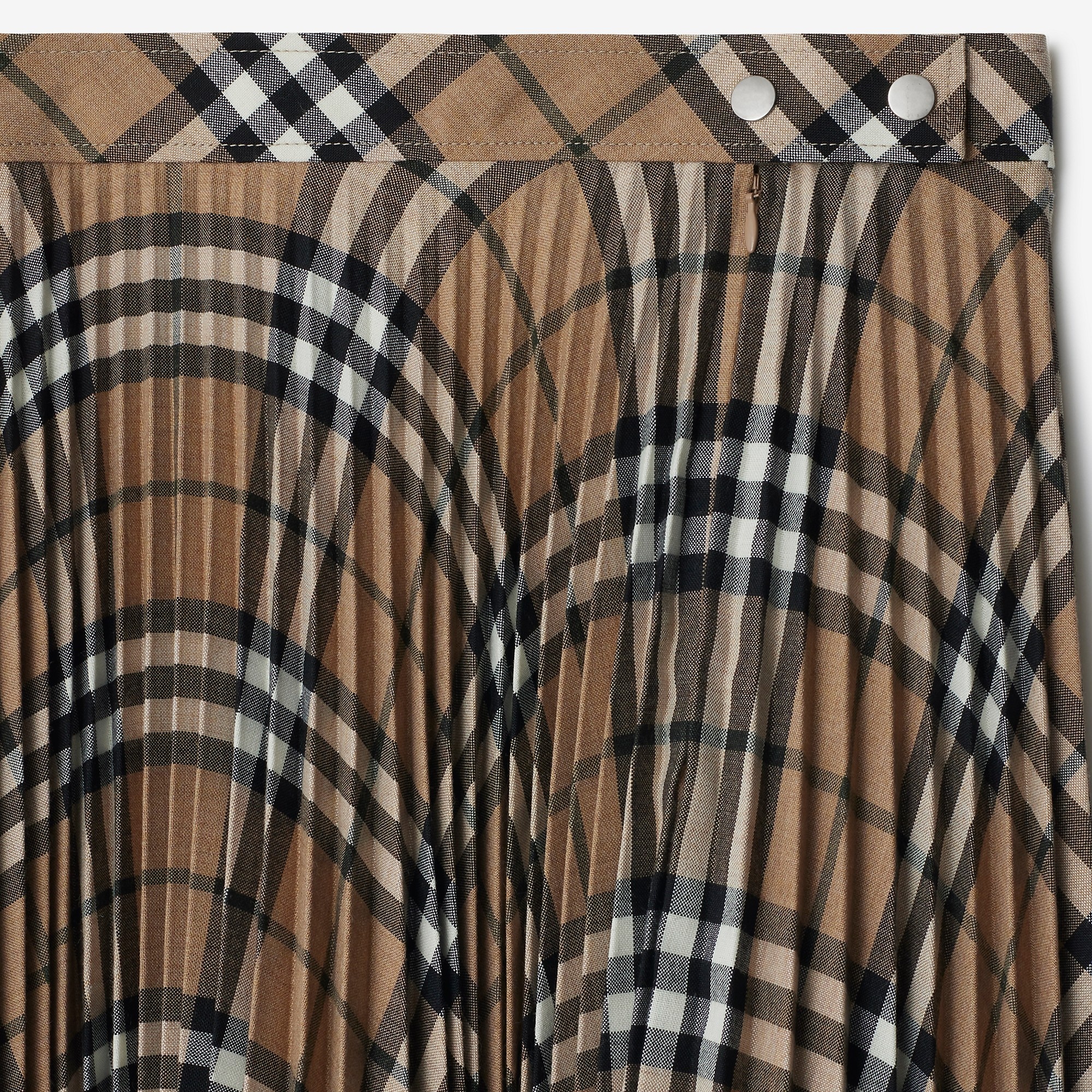 Pleated Check Wool Blend Skirt - 5