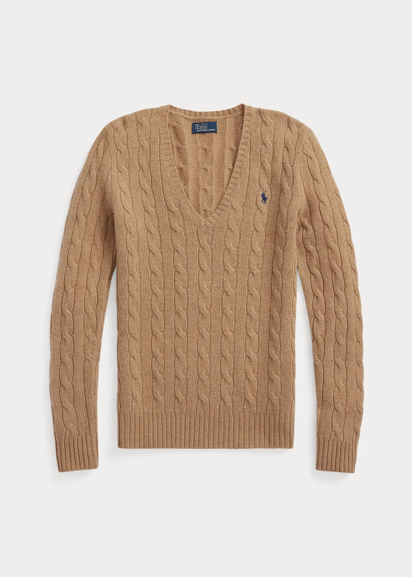 Cable-Knit Wool-Cashmere V-Neck Sweater - 1