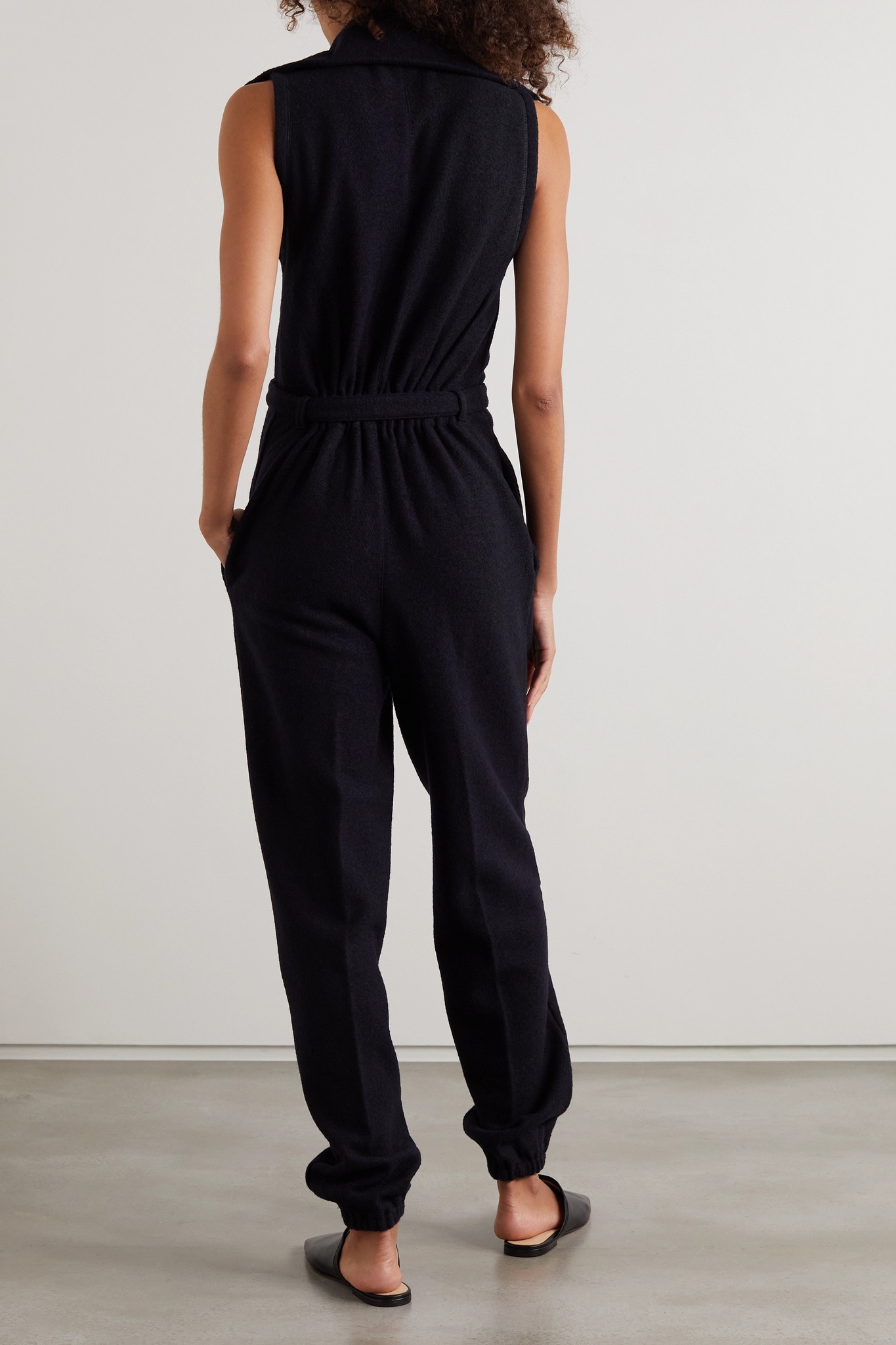 Belted wool-blend felt jumpsuit - 3