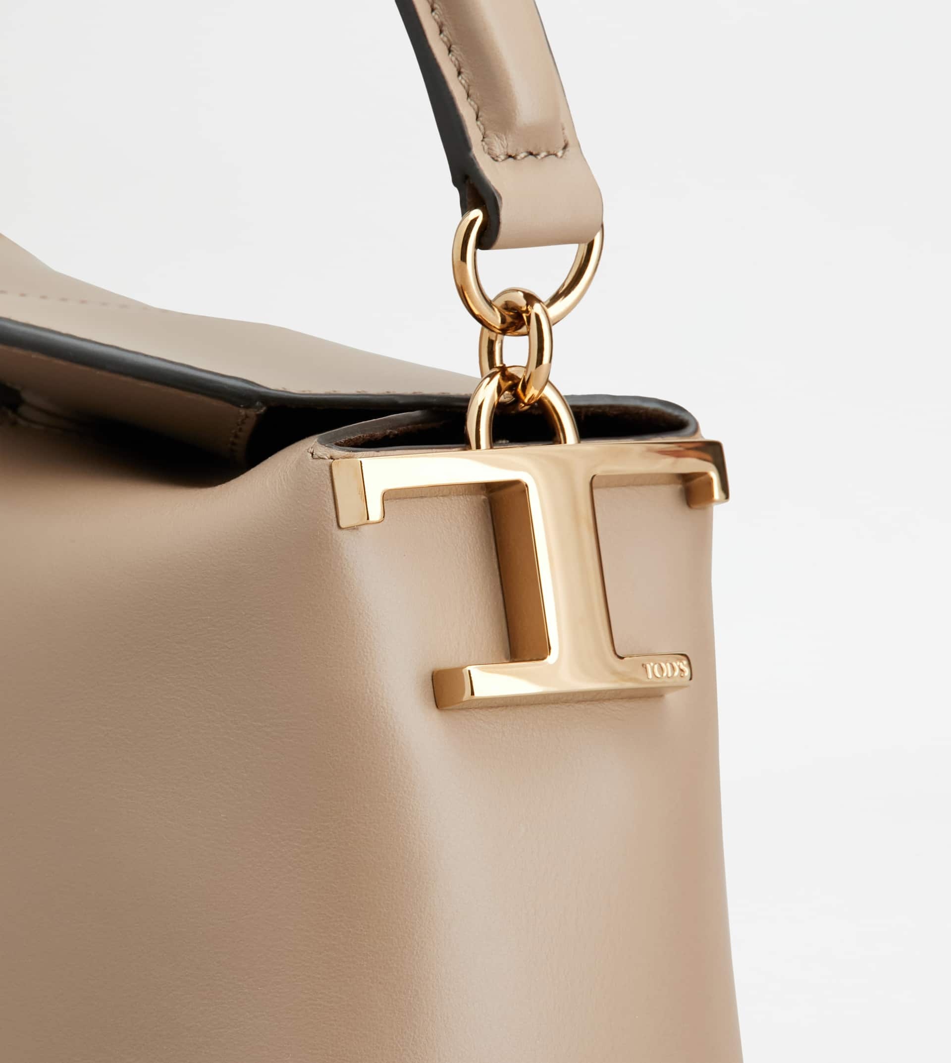 TOD'S T CASE TOTE MESSENGER BAG IN LEATHER MICRO - BEIGE - 5
