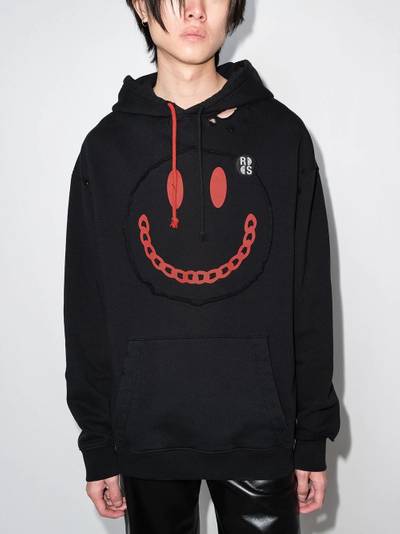 Raf Simons x Smiley distressed-finish hoodie outlook