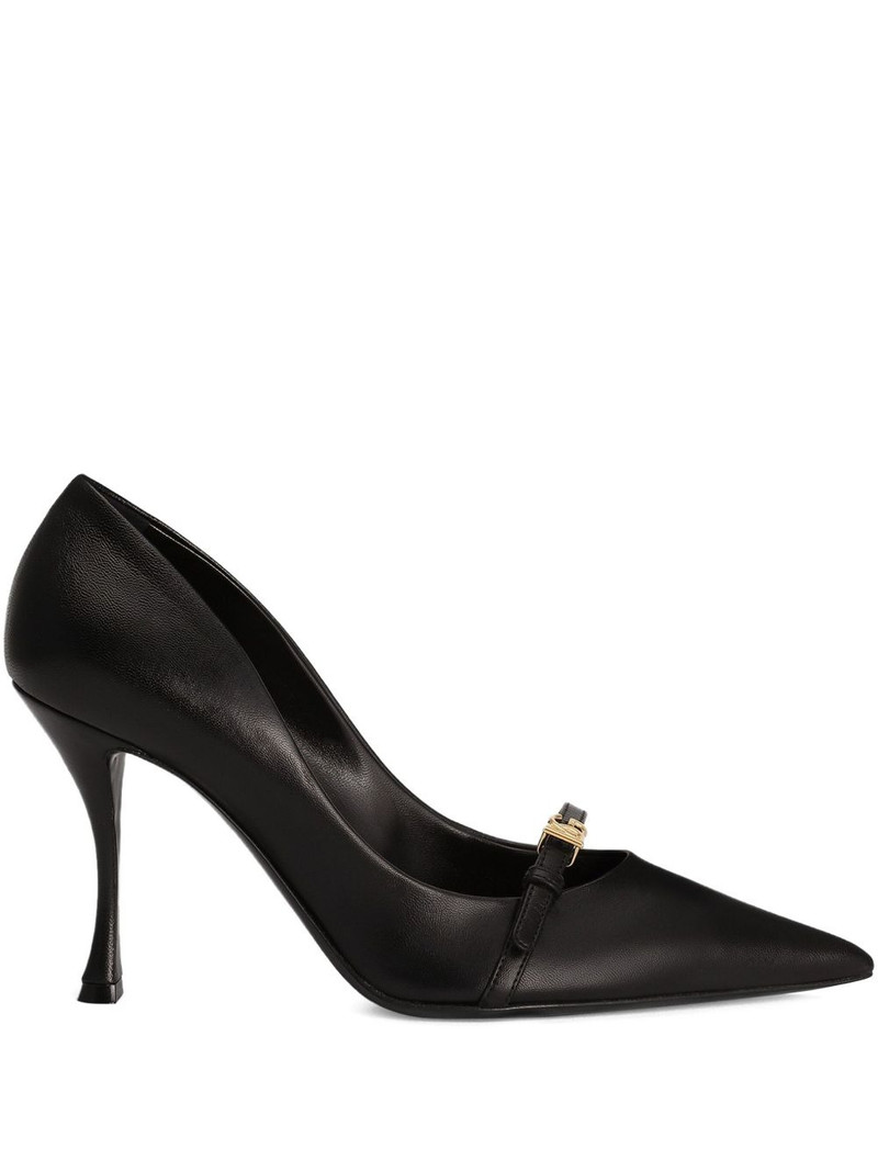 90MM leather pointed-toe pumps 1