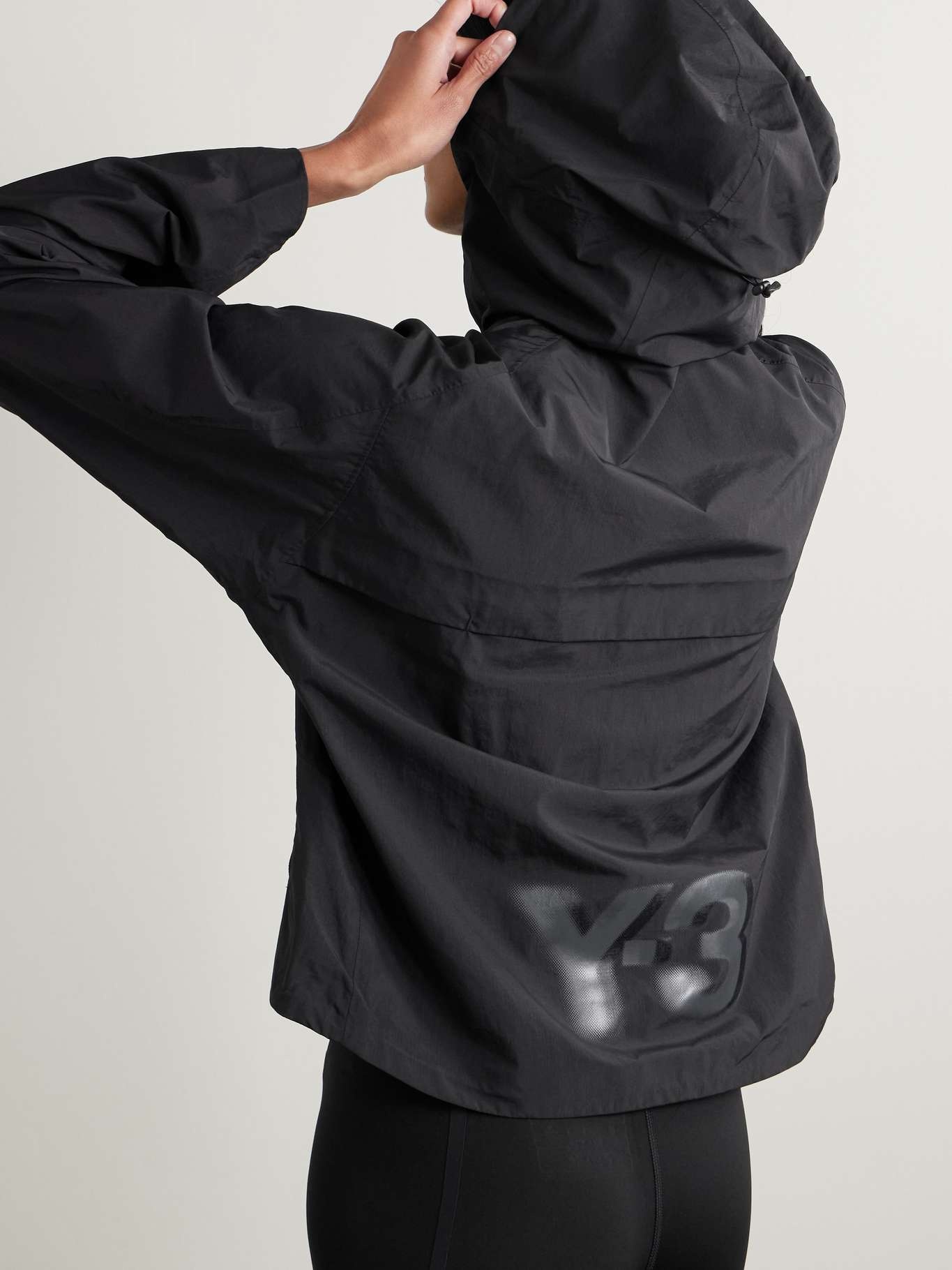 + Y-3 cropped printed shell hooded jacket - 4