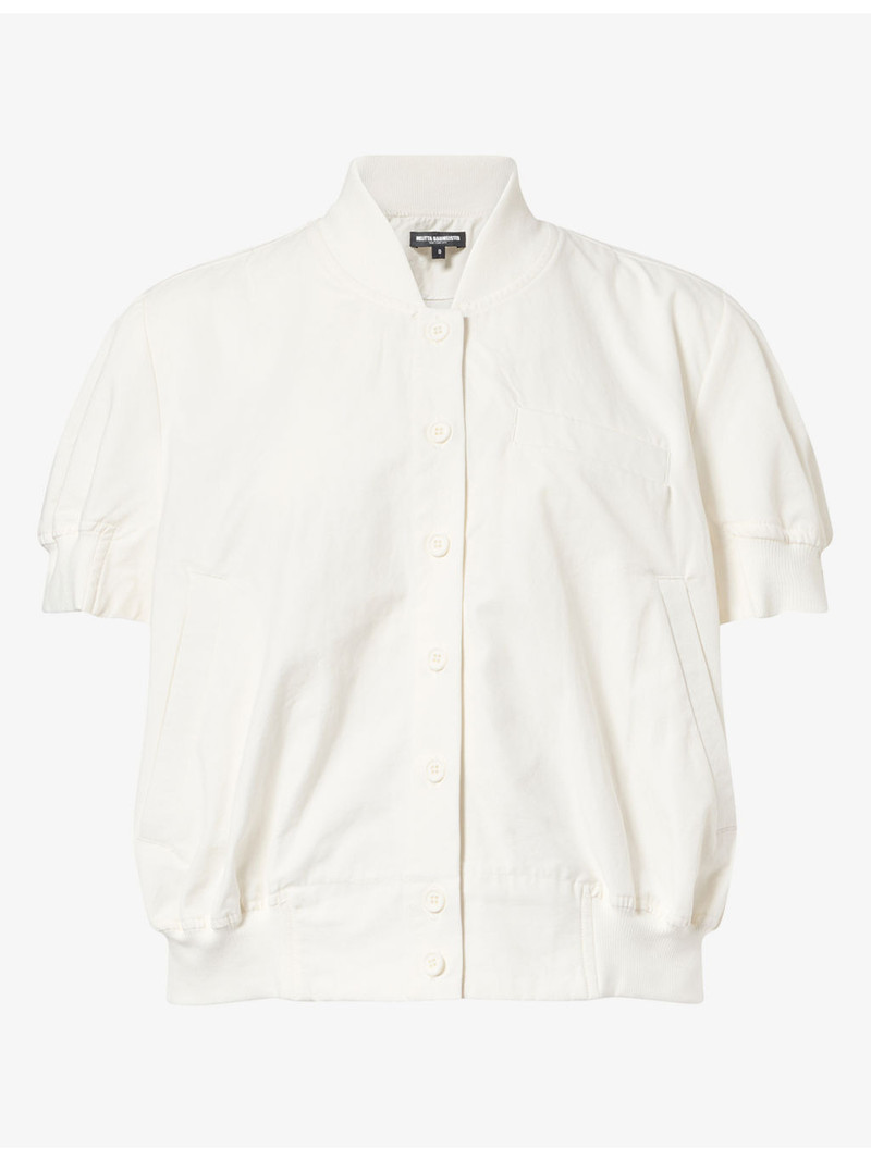 Round-Neck Short-Sleeve Cotton Shirt 1