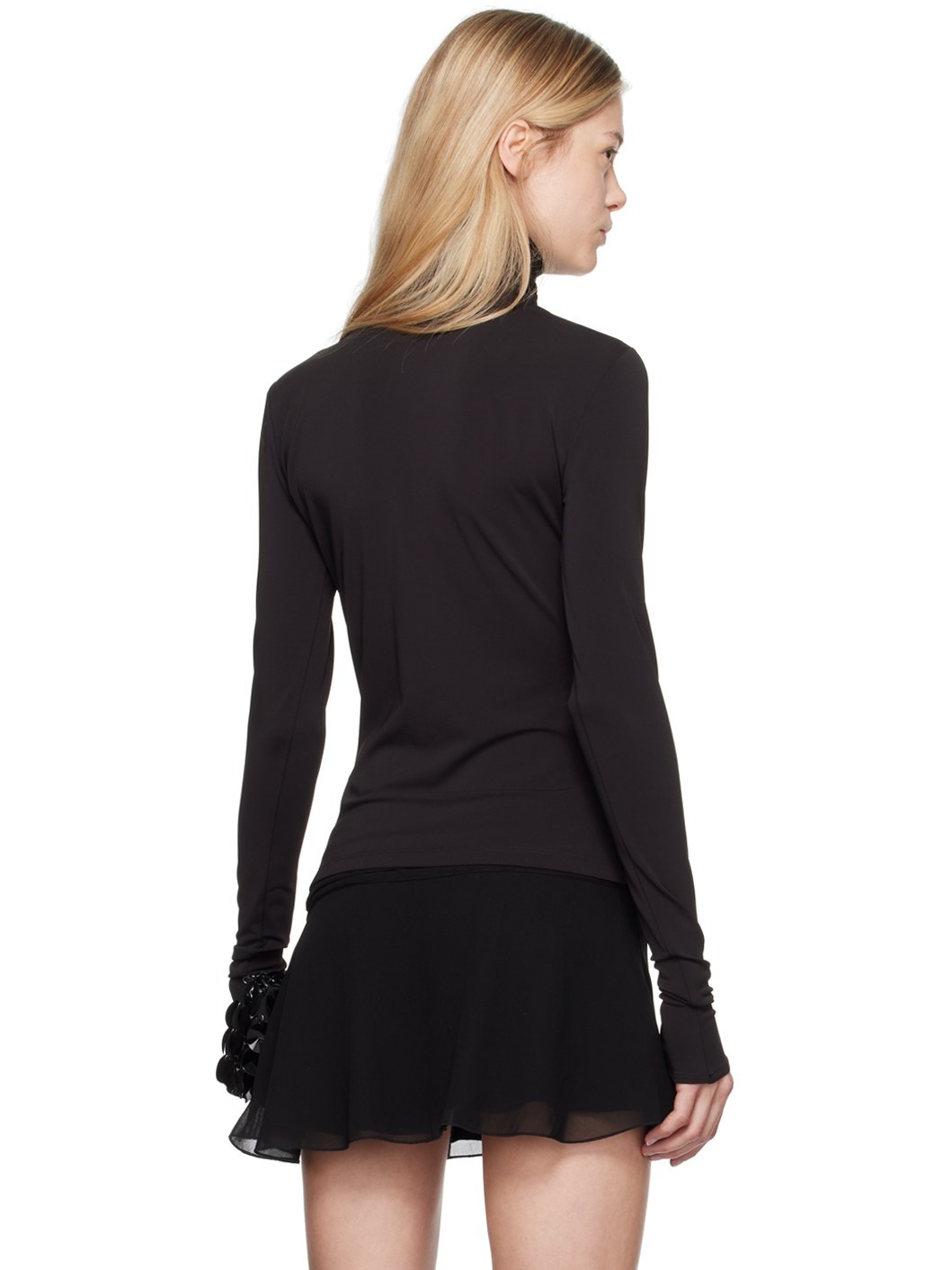 Black Cowl Neck Long Sleeve T-Shirt - 3